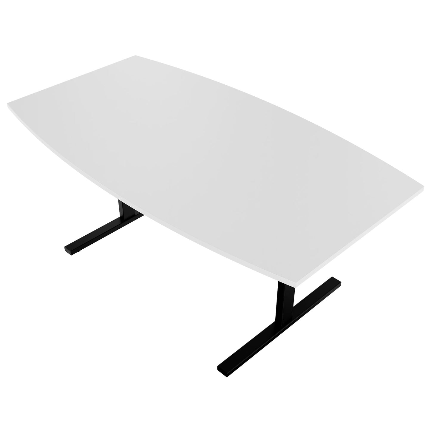 T-EASY conference table | boat shape, 1800 - 2400 mm (6 - 10 people), cable flap optional, white