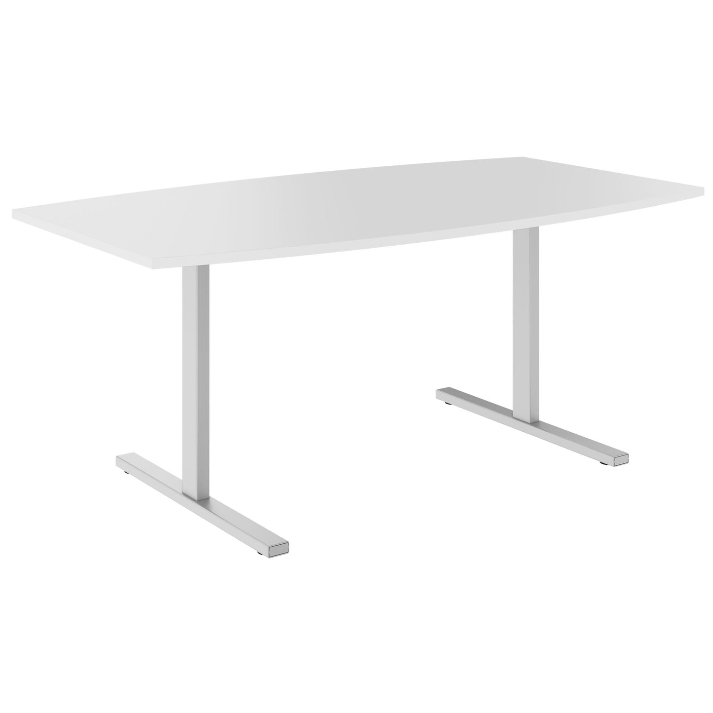 T-EASY conference table | boat shape, 1800 - 2400 mm (6 - 10 people), cable flap optional, white