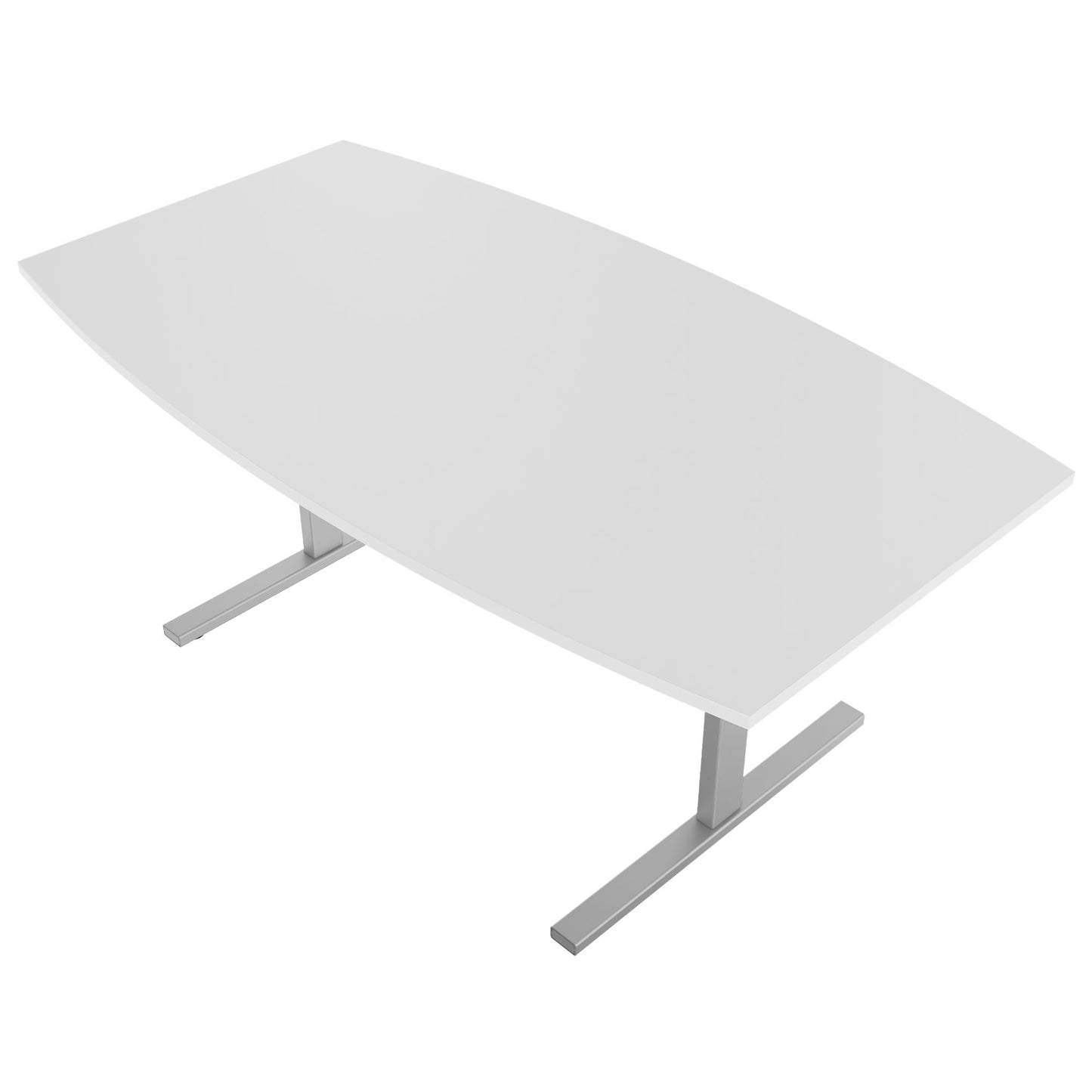 T-EASY conference table | boat shape, 1800 - 2400 mm (6 - 10 people), cable flap optional, white