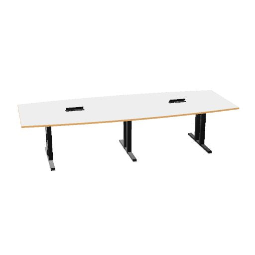 Table de conférence L-Line | 3200-4800 mm, passage de câbles intégré, ports multimédia en option