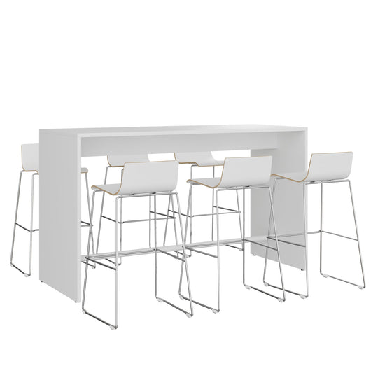 LIGHT & MOON WOOD | Set sgabello da bar e tavolo alto, bianco