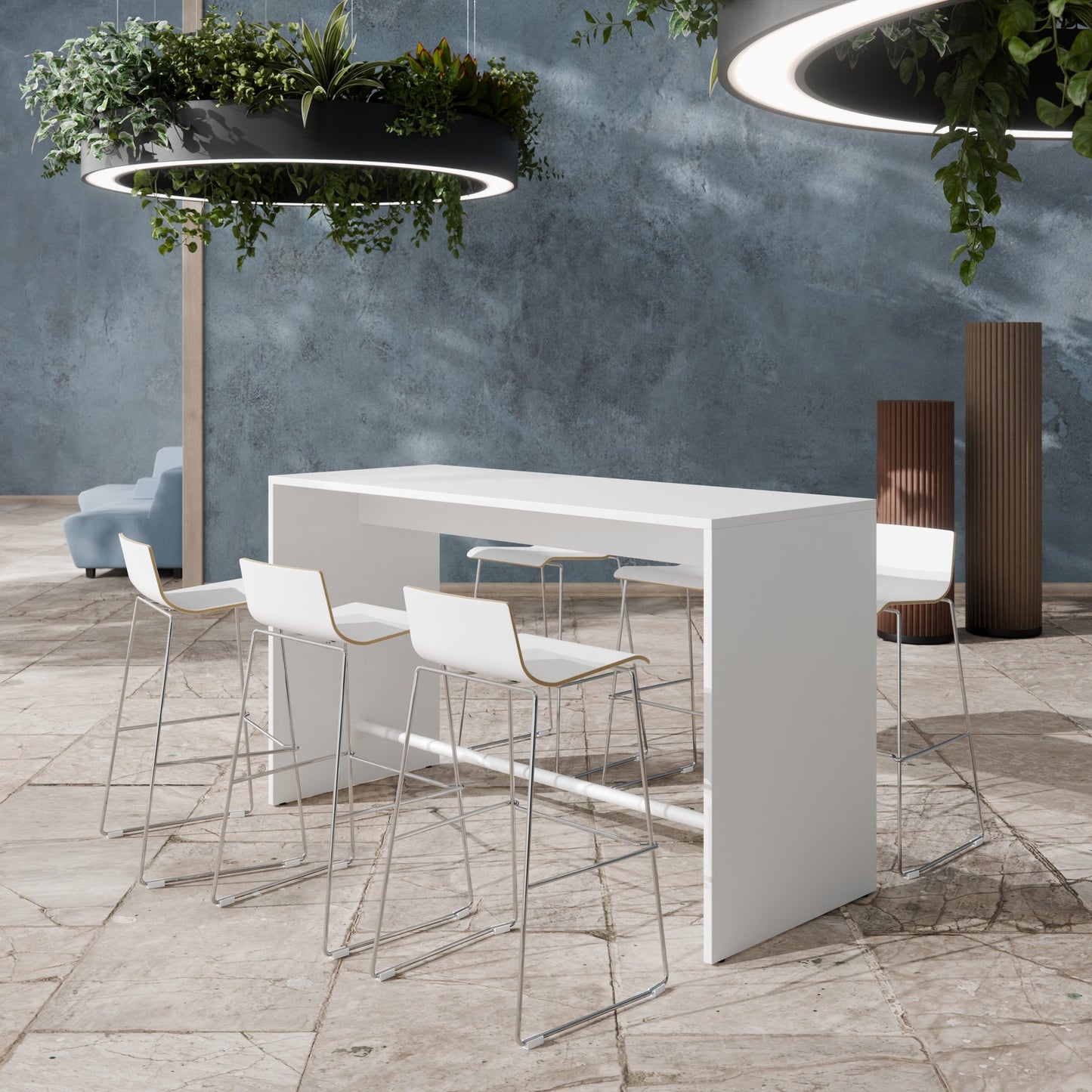 LIGHT & MOON WOOD | Set sgabello da bar e tavolo alto, bianco