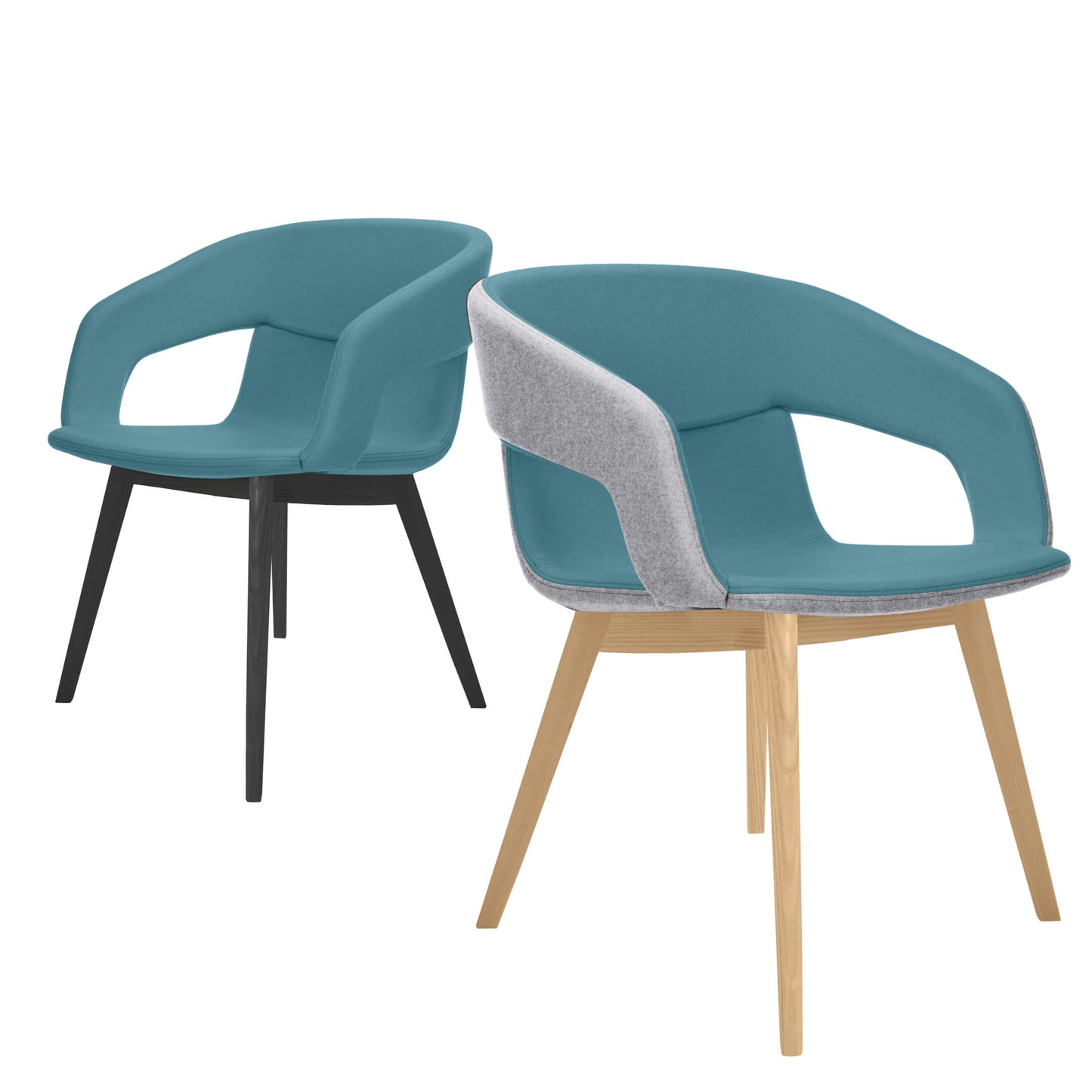 TWIST&SIT Lounge-Sessel | Massivholz-Gestell, Wollbezug VELITO