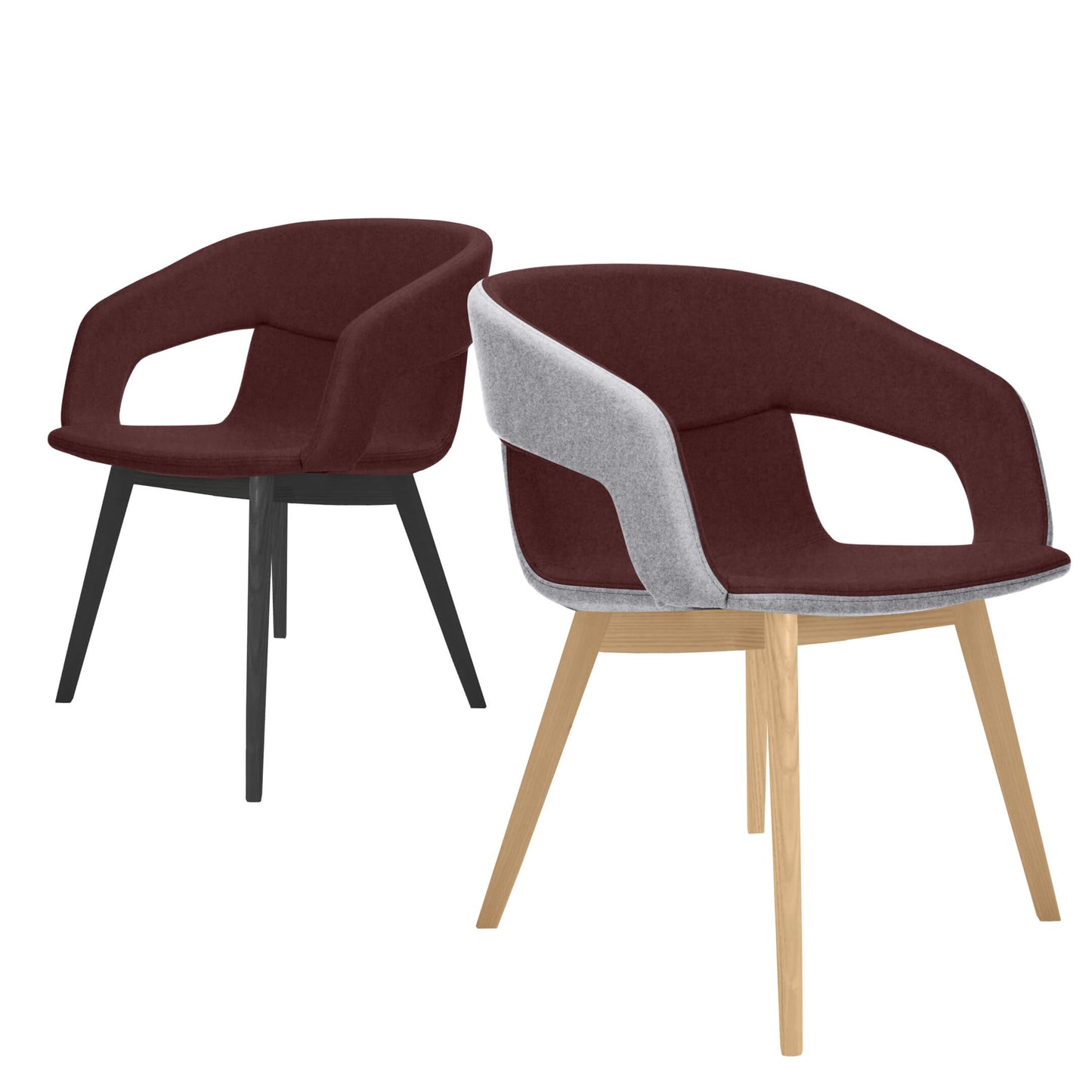 TWIST&SIT Lounge-Sessel | Massivholz-Gestell, Wollbezug VELITO