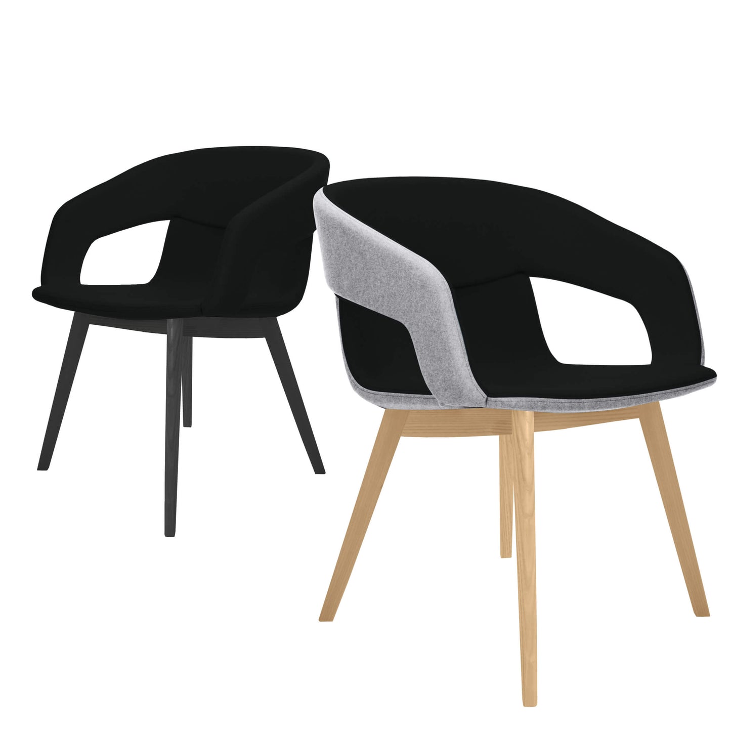 TWIST&SIT Lounge-Sessel | Massivholz-Gestell, Wollbezug VELITO