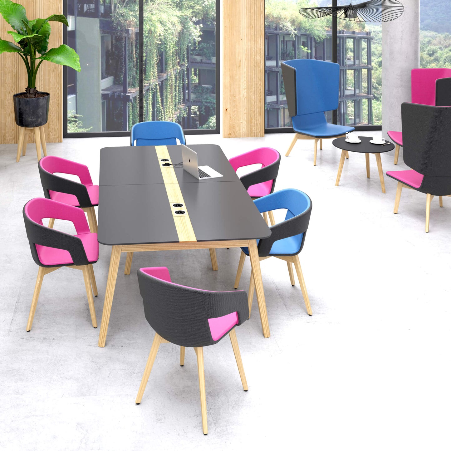TWIST&SIT Lounge-Sessel | Massivholz-Gestell, Wollbezug VELITO