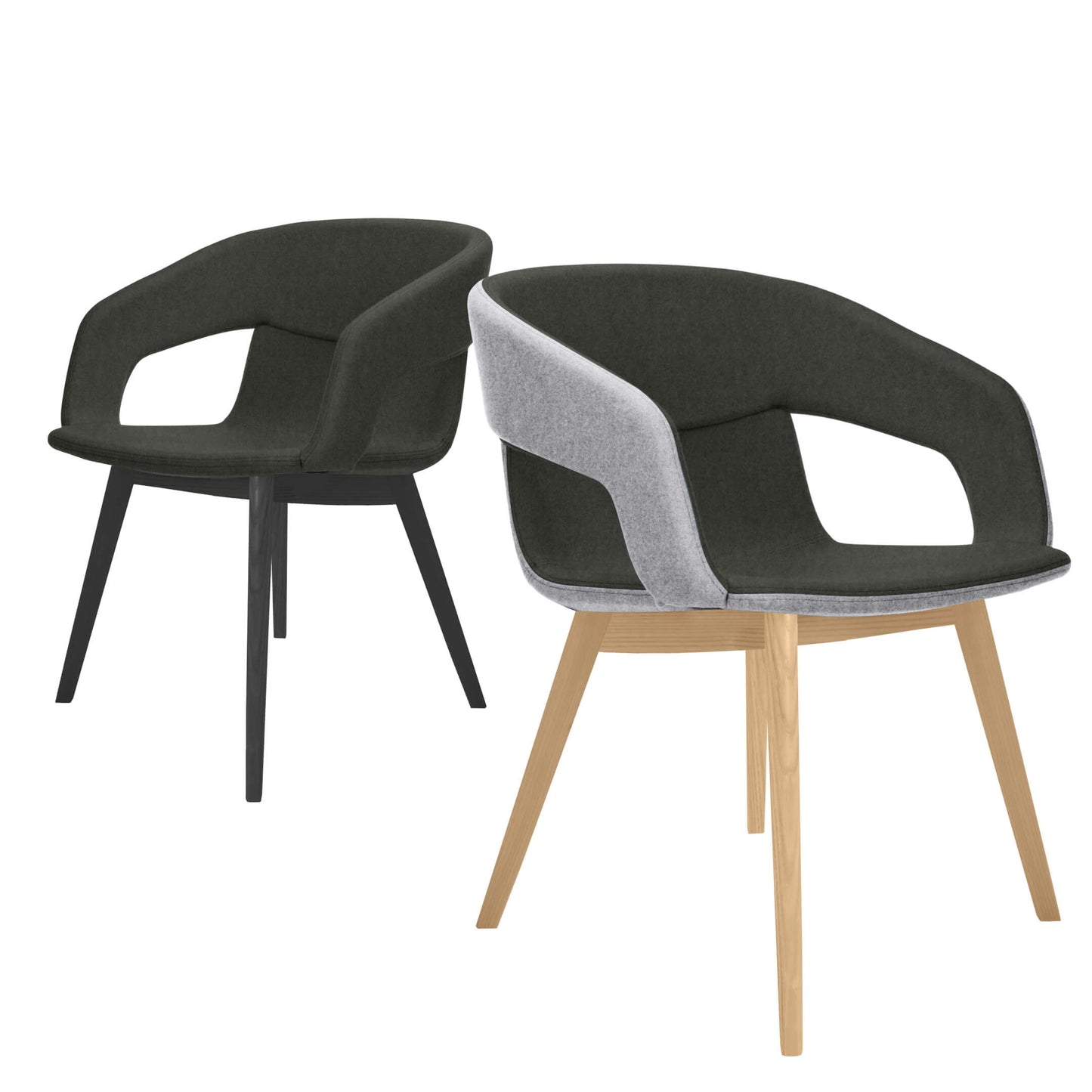 TWIST&SIT Lounge-Sessel | Massivholz-Gestell, Wollbezug VELITO