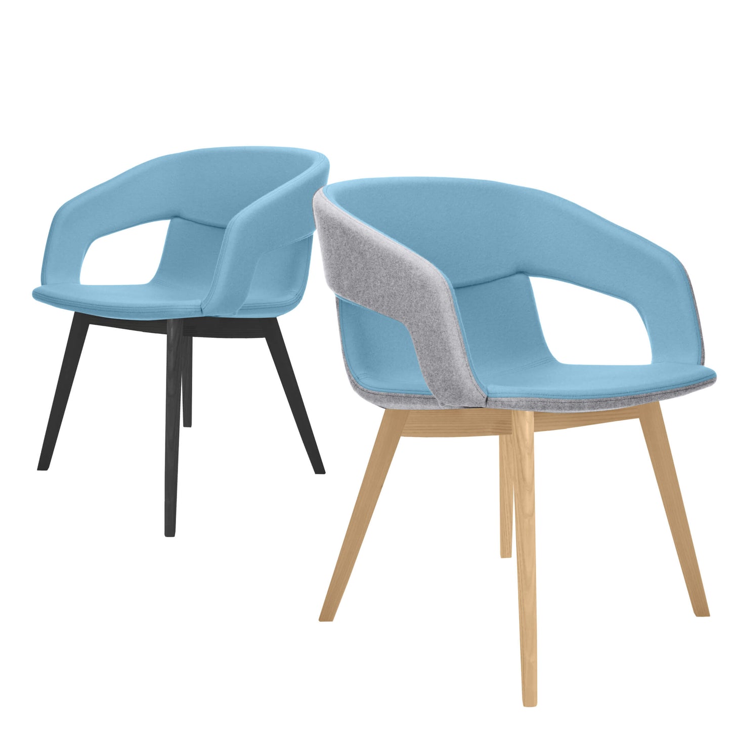 TWIST&SIT Lounge-Sessel | Massivholz-Gestell, Wollbezug VELITO