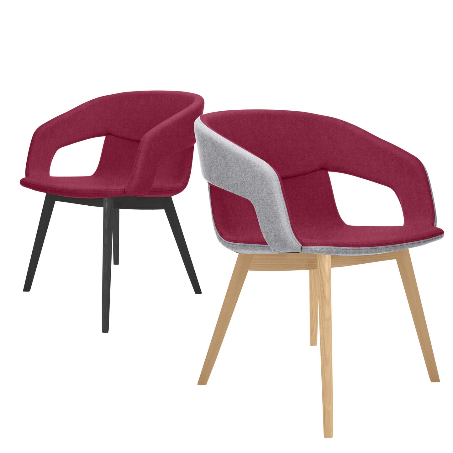 TWIST&SIT Lounge-Sessel | Massivholz-Gestell, Wollbezug VELITO
