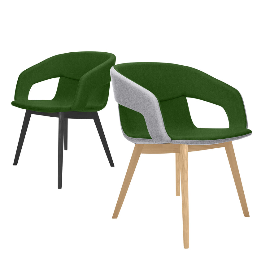 TWIST&SIT Lounge-Sessel | Massivholz-Gestell, Wollbezug VELITO