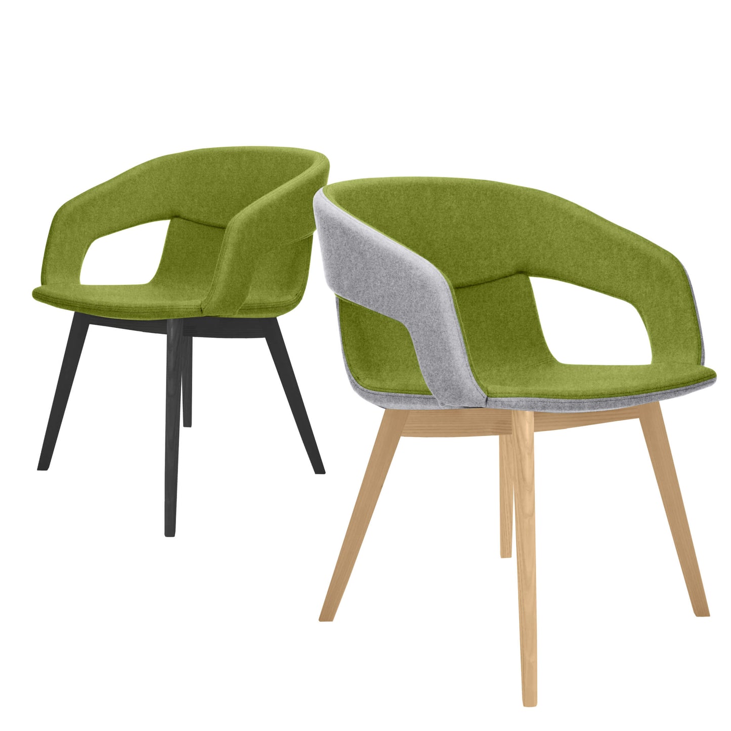 TWIST&SIT Lounge-Sessel | Massivholz-Gestell, Wollbezug VELITO
