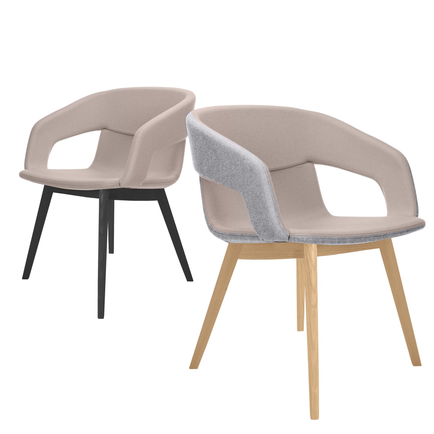 TWIST&SIT Lounge-Sessel | Massivholz-Gestell, Wollbezug VELITO