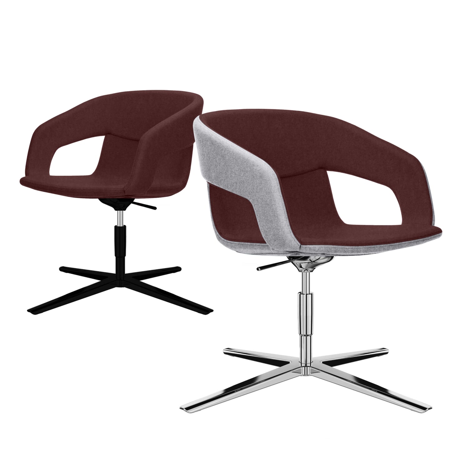 TWIST&SIT Fauteuil salon | Croix de 4 pieds, réglable en hauteur, couverture de laine velito