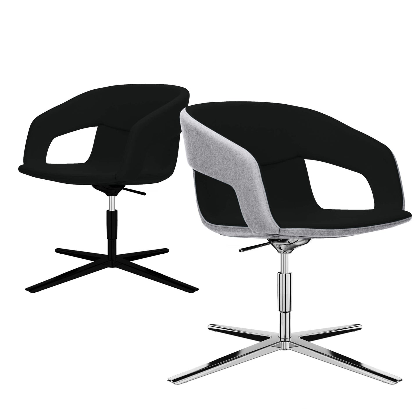 TWIST&SIT Fauteuil salon | Croix de 4 pieds, réglable en hauteur, couverture de laine velito