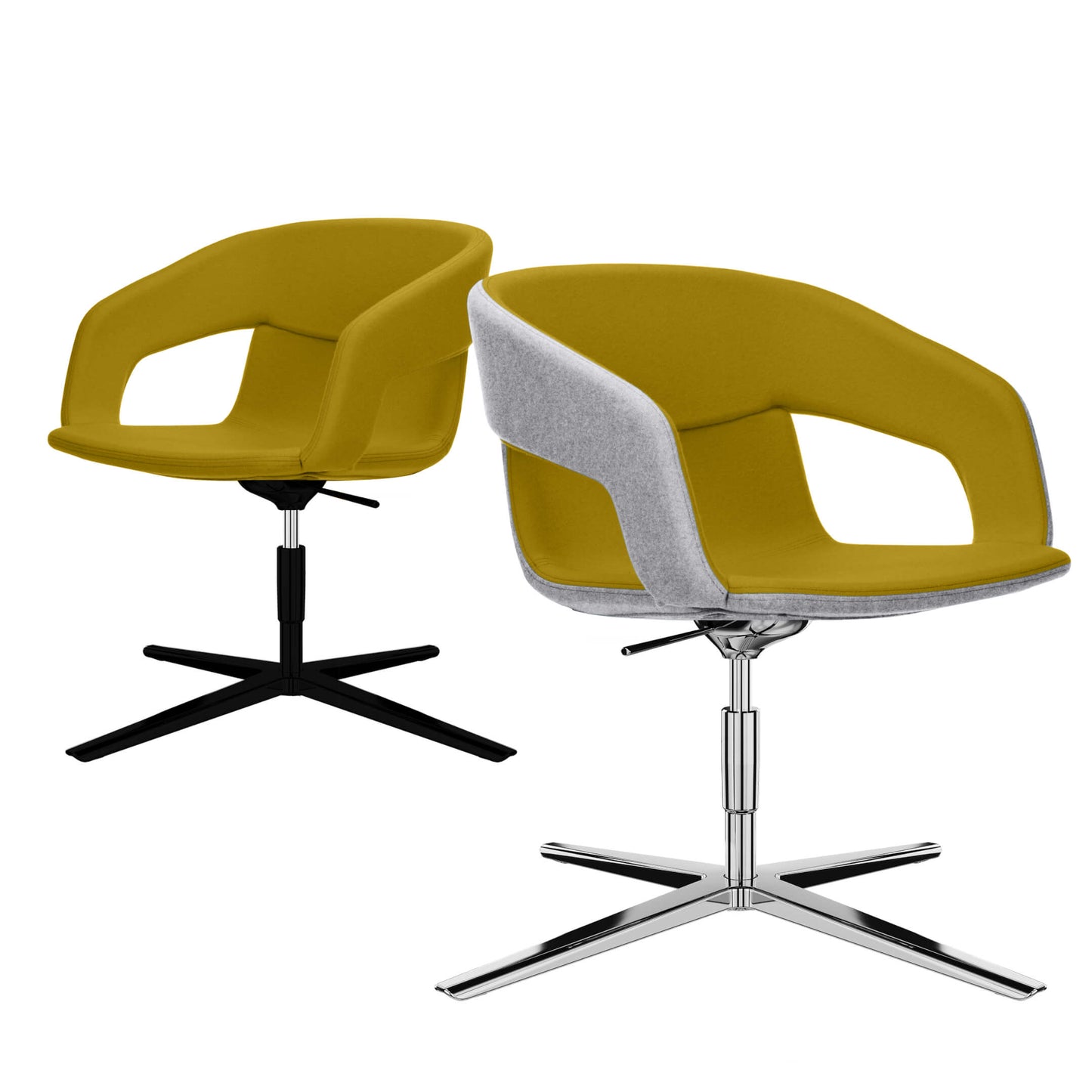 TWIST&SIT Fauteuil salon | Croix de 4 pieds, réglable en hauteur, couverture de laine velito