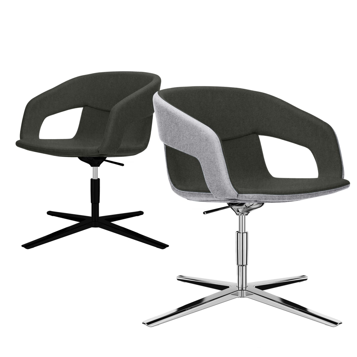 TWIST&SIT Fauteuil salon | Croix de 4 pieds, réglable en hauteur, couverture de laine velito