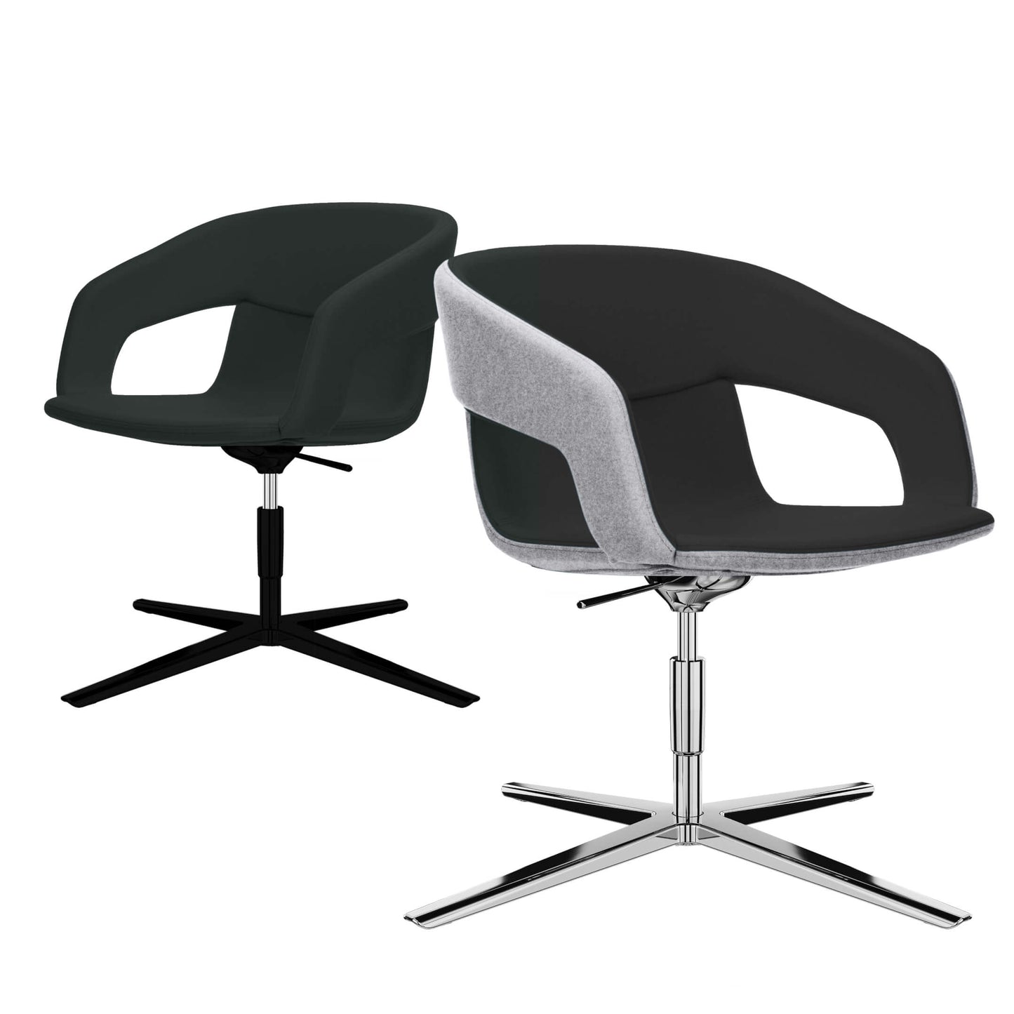 TWIST&SIT Fauteuil salon | Croix de 4 pieds, réglable en hauteur, couverture de laine velito