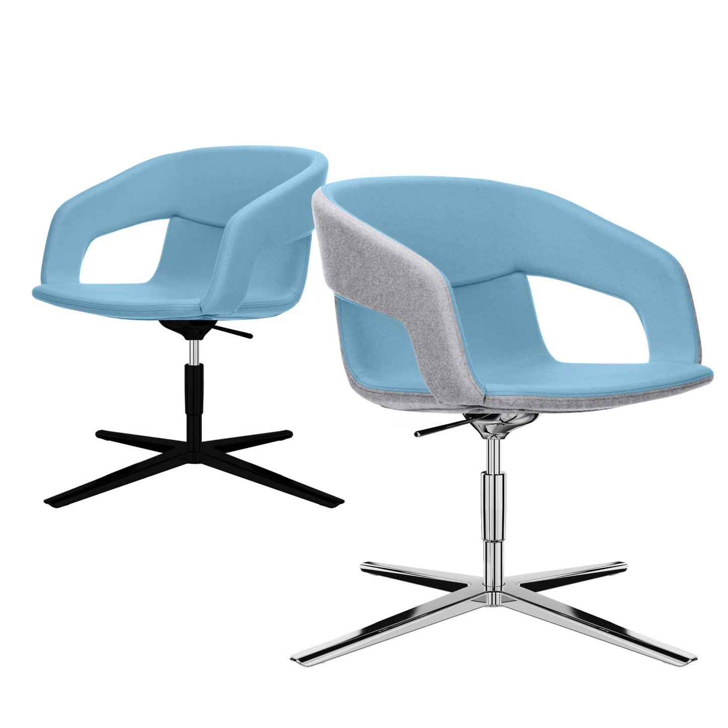 TWIST&SIT Fauteuil salon | Croix de 4 pieds, réglable en hauteur, couverture de laine velito