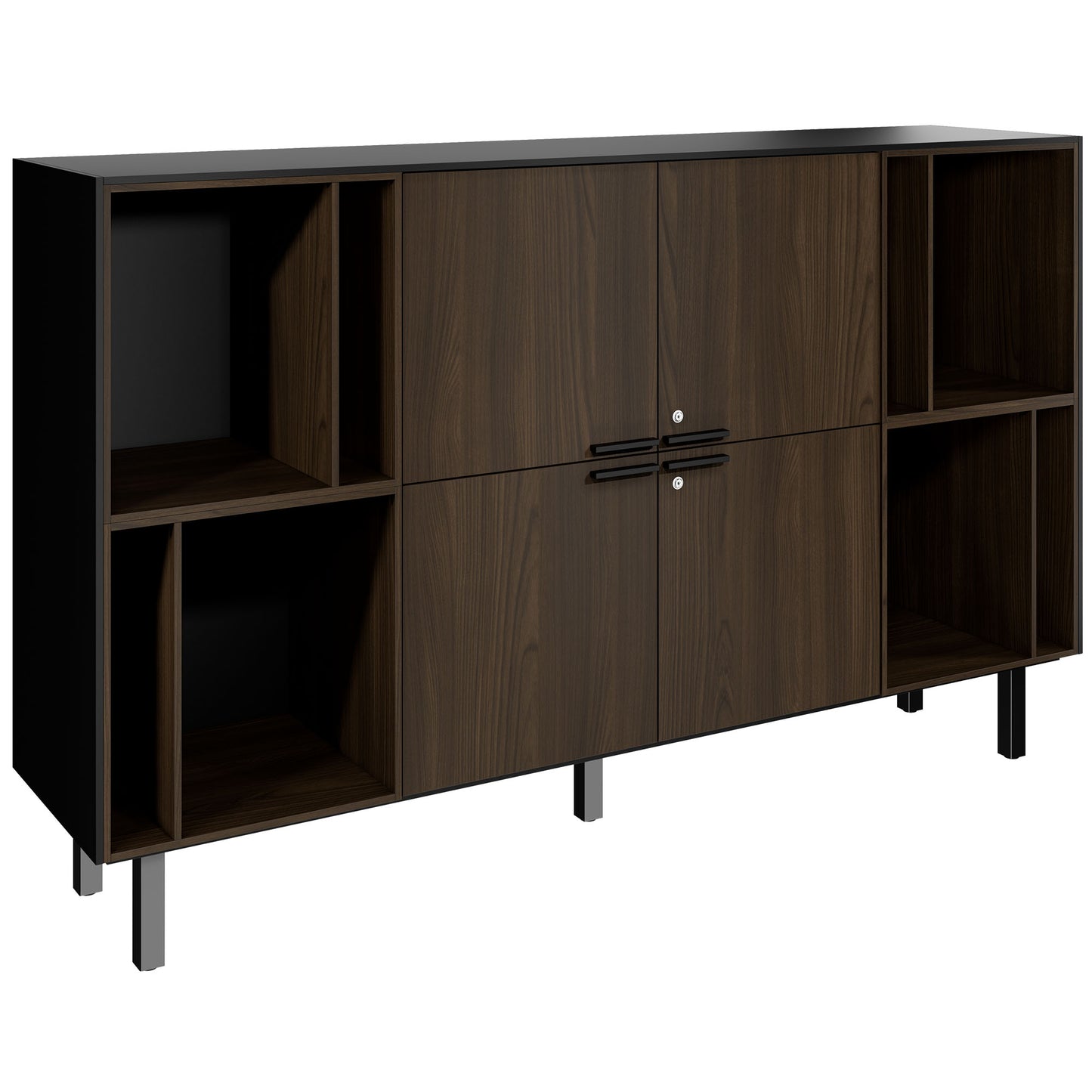 BRALCO SILE highboard | 2 OH, 2025 x 1250 mm, black