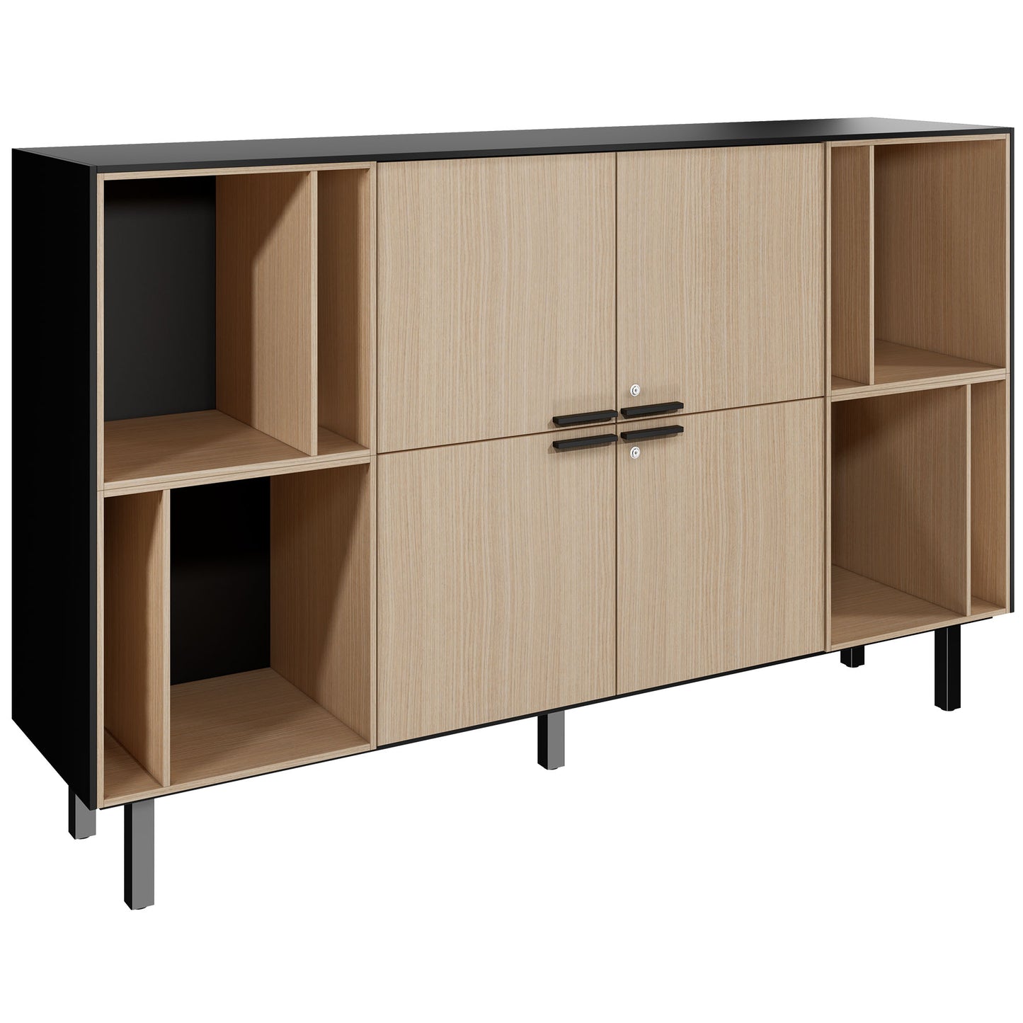 BRALCO SILE highboard | 2 OH, 2025 x 1250 mm, black