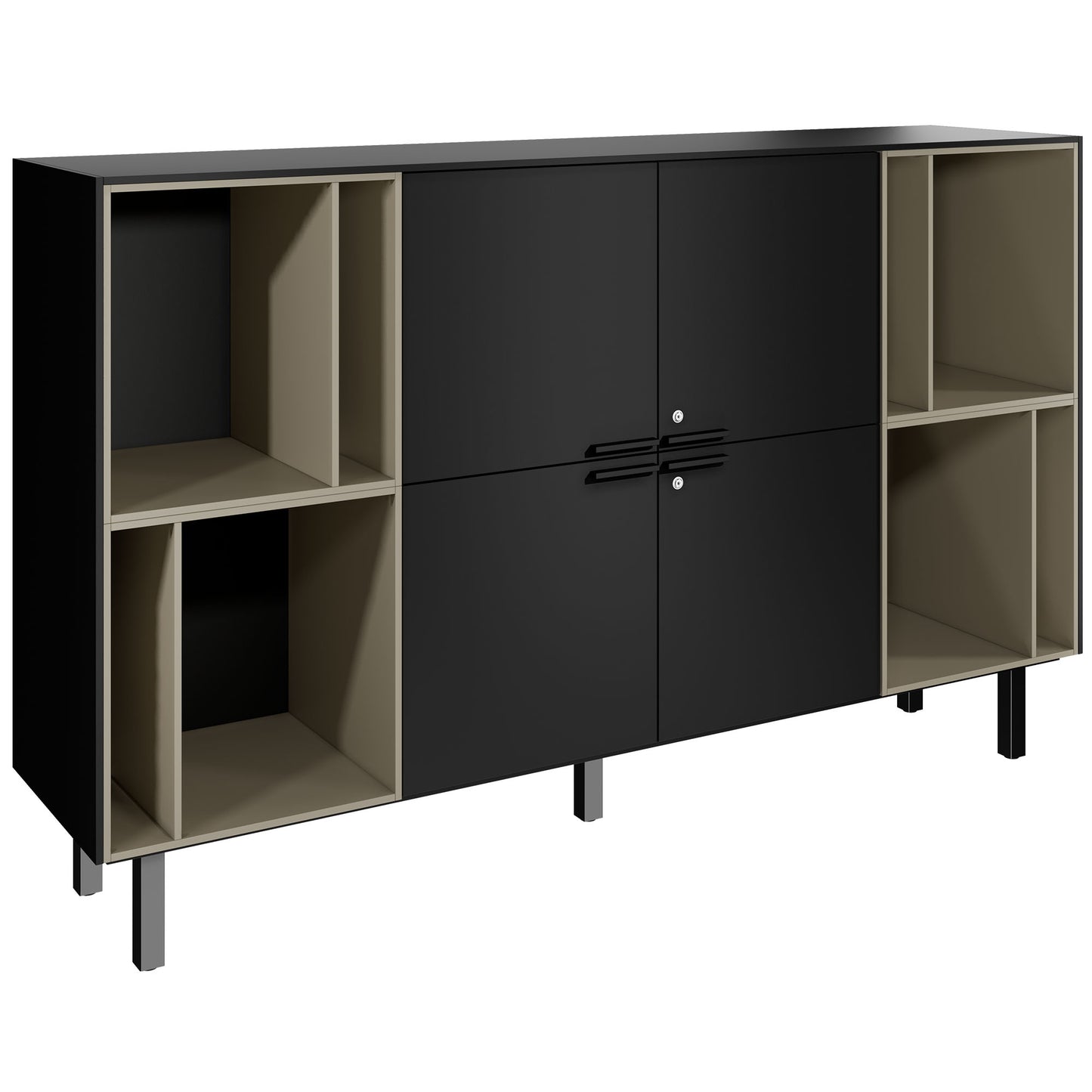 BRALCO SILE highboard | 2 OH, 2025 x 1250 mm, black