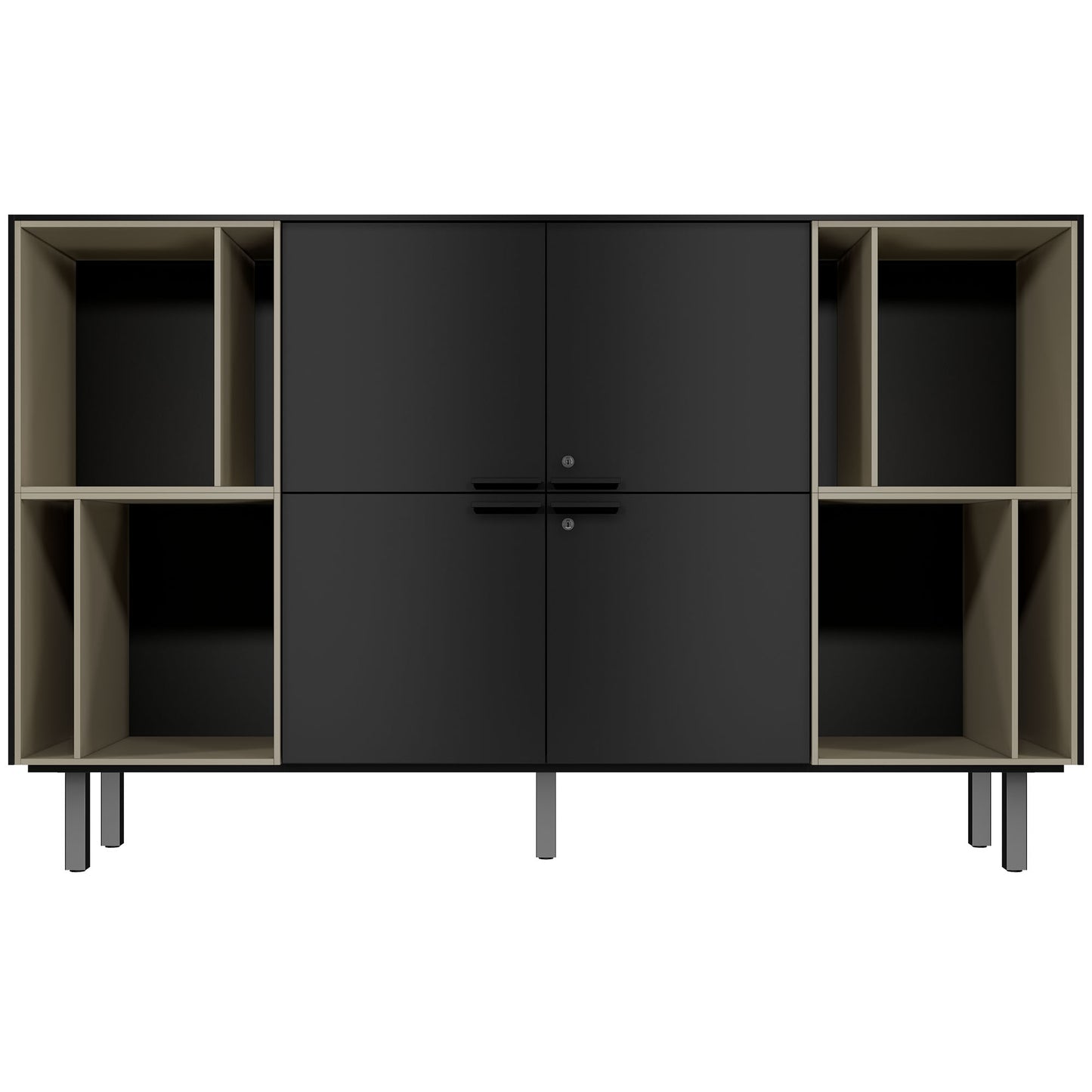 BRALCO SILE highboard | 2 OH, 2025 x 1250 mm, black