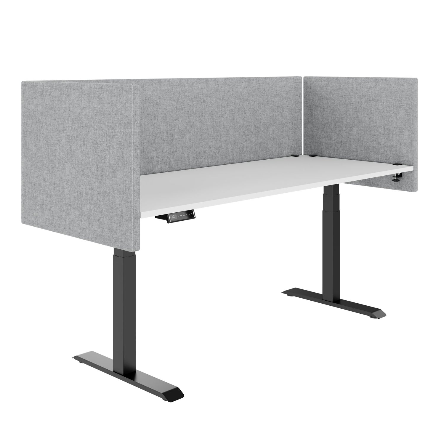 MILA Akustik-Tischtrennwand Seitenblende | 650 mm hoch, VELITO hellgrau meliert