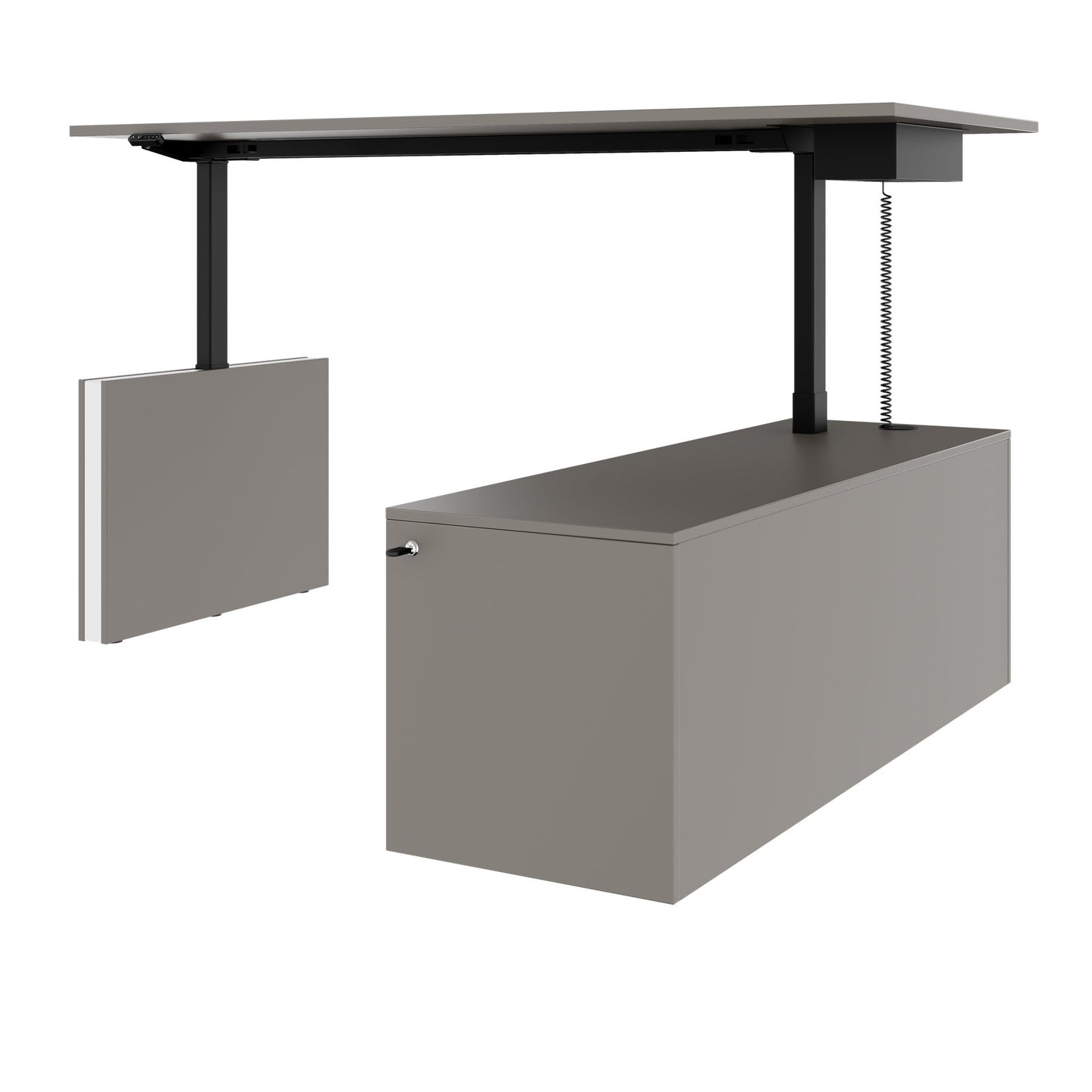 MOTION 2-Motoren-Schreibtisch mit Sideboard | Elektrisch höhenverstellbar, 2000 x 1800 mm, Cubanitgrau