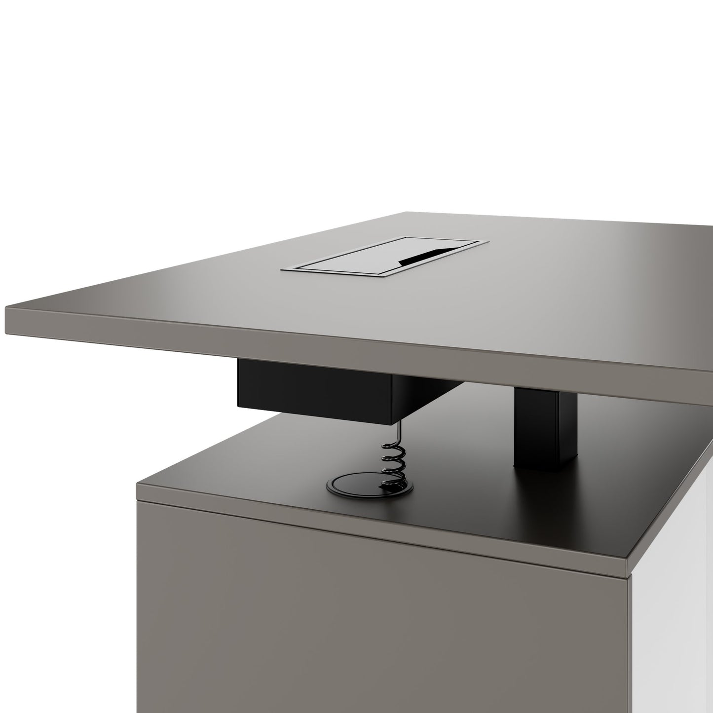 MOTION 2-Motoren-Schreibtisch mit Sideboard | Elektrisch höhenverstellbar, 2000 x 1800 mm, Cubanitgrau