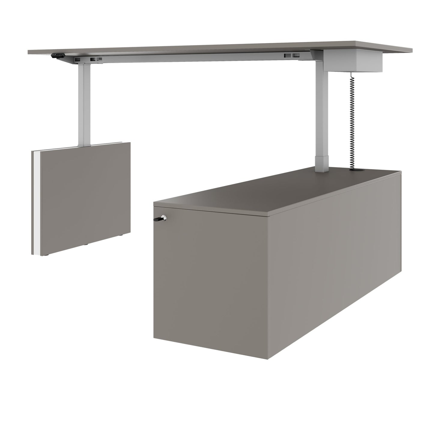 MOTION 2-Motoren-Schreibtisch mit Sideboard | Elektrisch höhenverstellbar, 2000 x 1800 mm, Cubanitgrau
