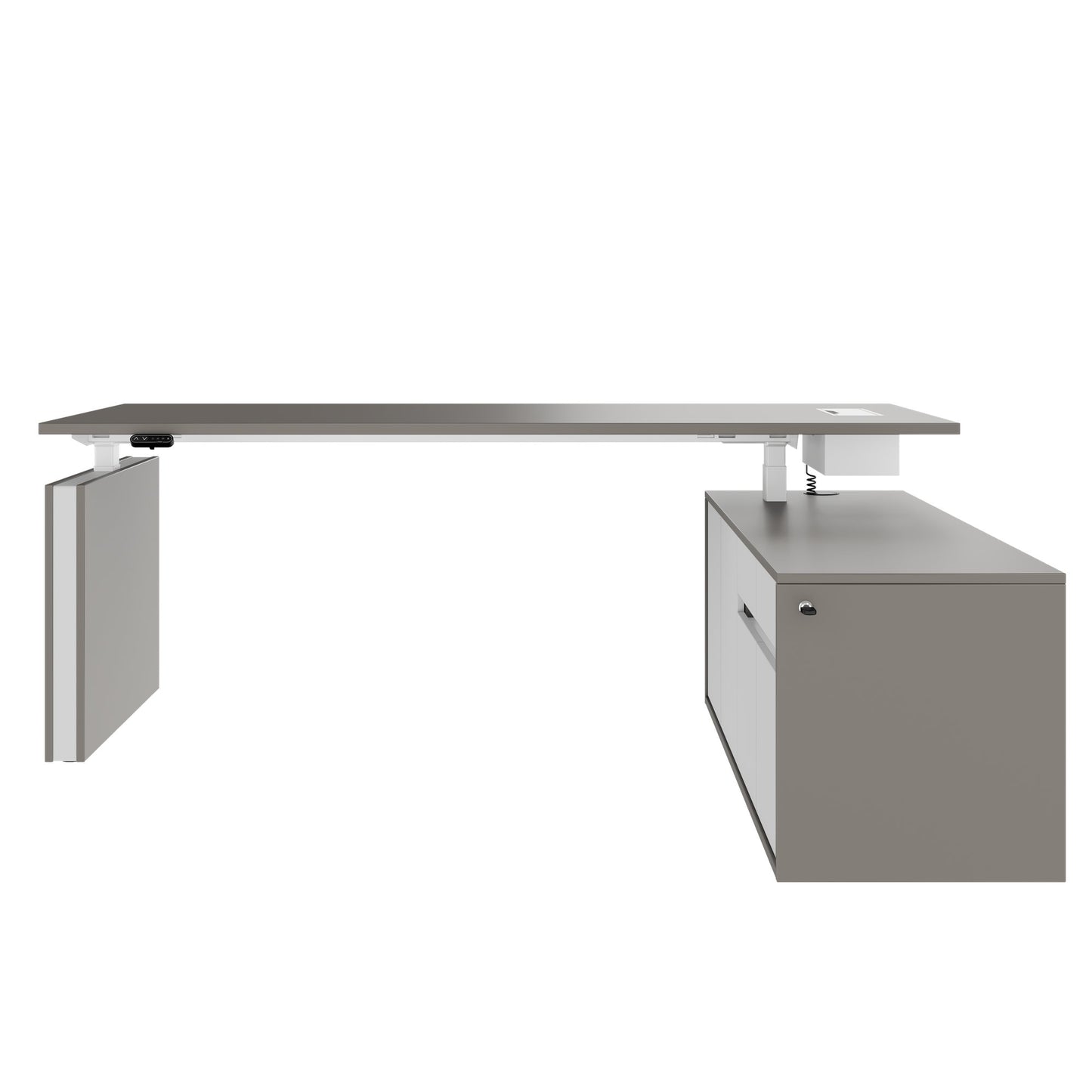 MOTION 2-Motoren-Schreibtisch mit Sideboard | Elektrisch höhenverstellbar, 2000 x 1800 mm, Cubanitgrau