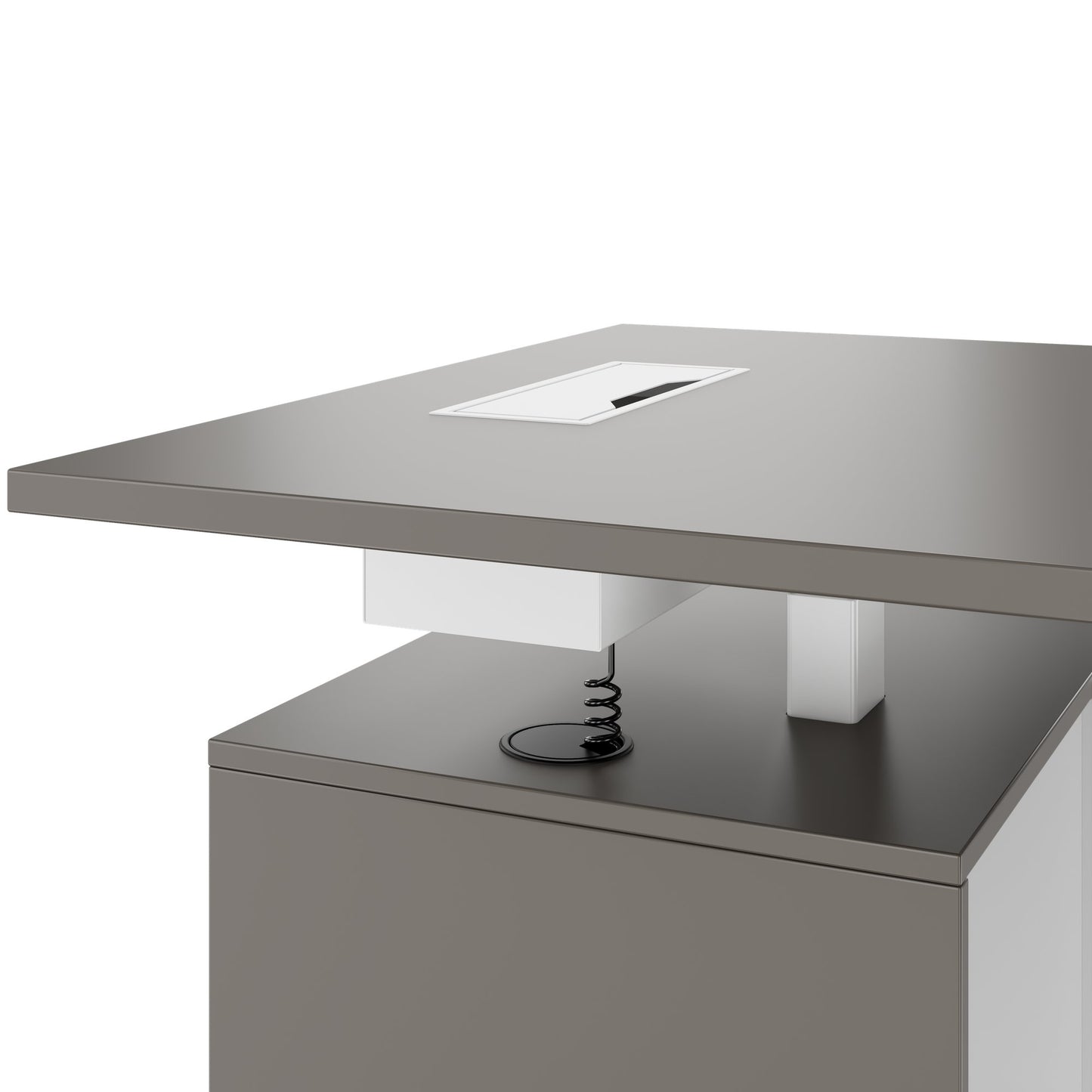 MOTION 2-Motoren-Schreibtisch mit Sideboard | Elektrisch höhenverstellbar, 2000 x 1800 mm, Cubanitgrau