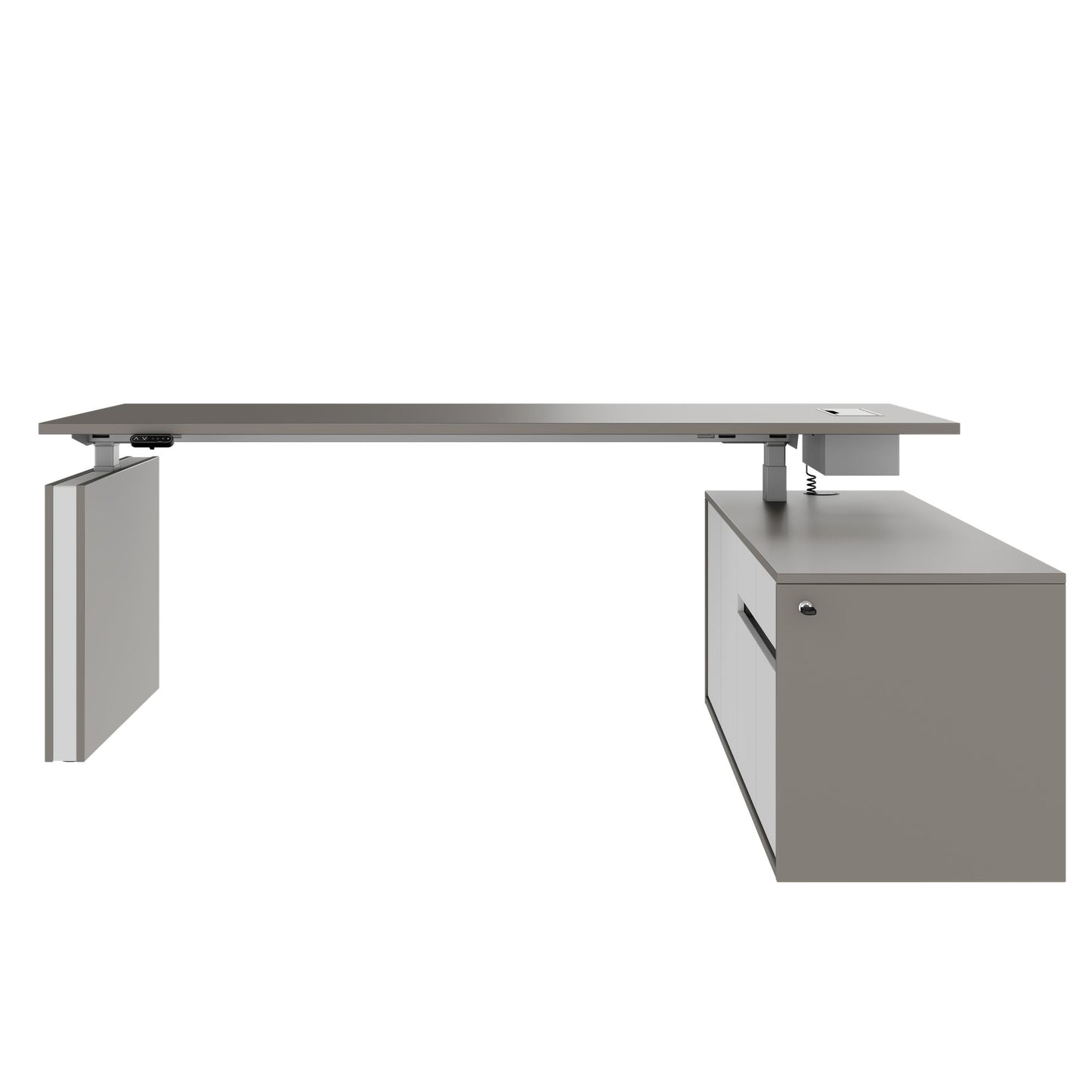 MOTION 2-Motoren-Schreibtisch mit Sideboard | Elektrisch höhenverstellbar, 2000 x 1800 mm, Cubanitgrau