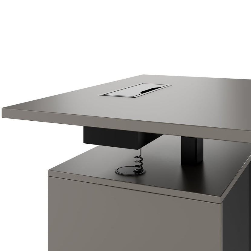 MOTION 2-Motoren-Schreibtisch mit Sideboard | Elektrisch höhenverstellbar, 2000 x 1800 mm, Cubanitgrau