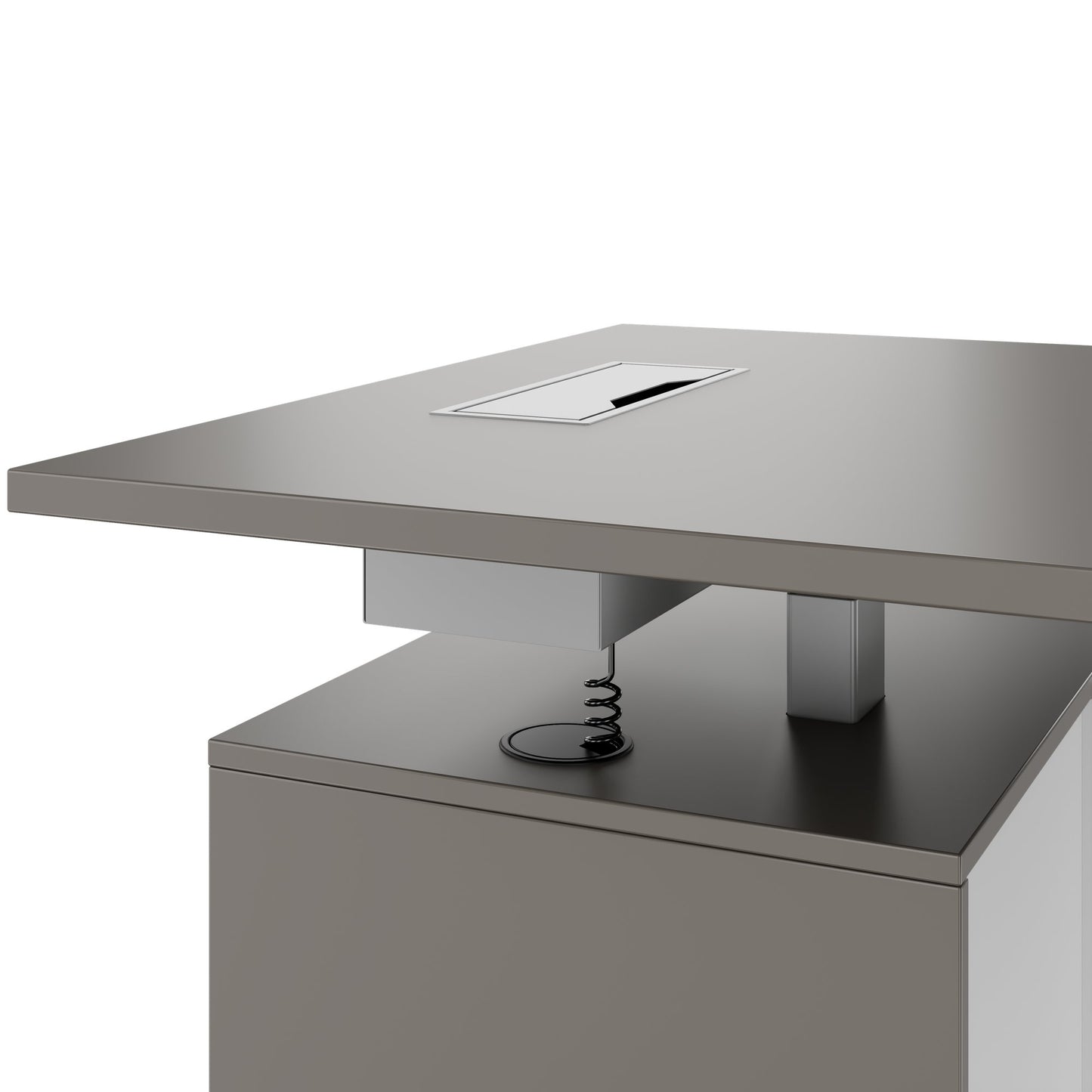 MOTION 2-Motoren-Schreibtisch mit Sideboard | Elektrisch höhenverstellbar, 2000 x 1800 mm, Cubanitgrau