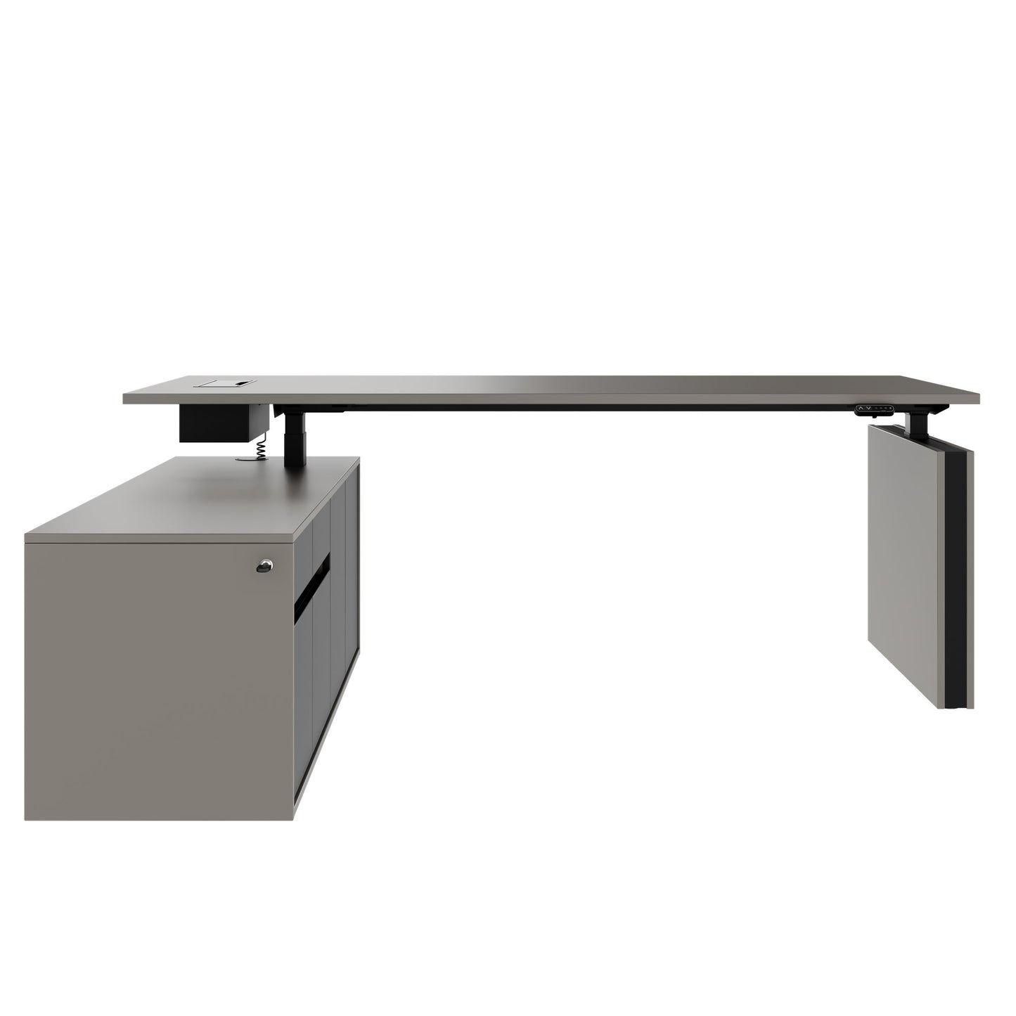 MOTION 2-Motoren-Schreibtisch mit Sideboard | Elektrisch höhenverstellbar, 2000 x 1800 mm, Cubanitgrau