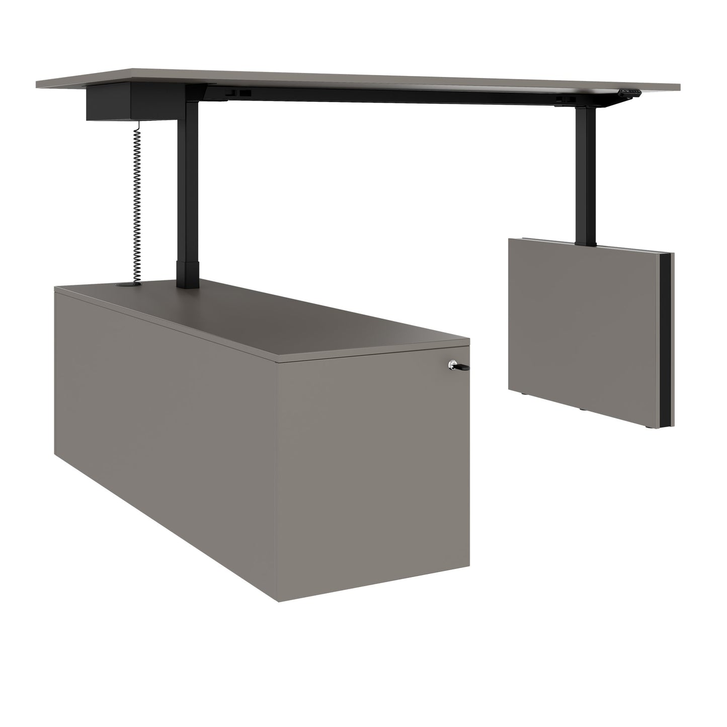 MOTION 2-Motoren-Schreibtisch mit Sideboard | Elektrisch höhenverstellbar, 2000 x 1800 mm, Cubanitgrau