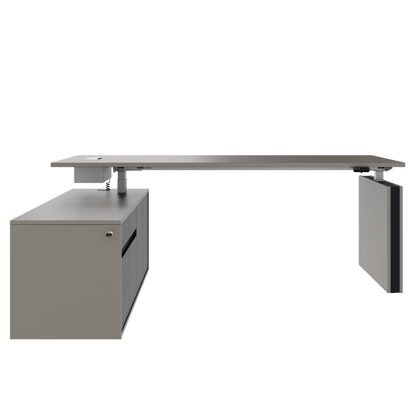 MOTION 2-Motoren-Schreibtisch mit Sideboard | Elektrisch höhenverstellbar, 2000 x 1800 mm, Cubanitgrau