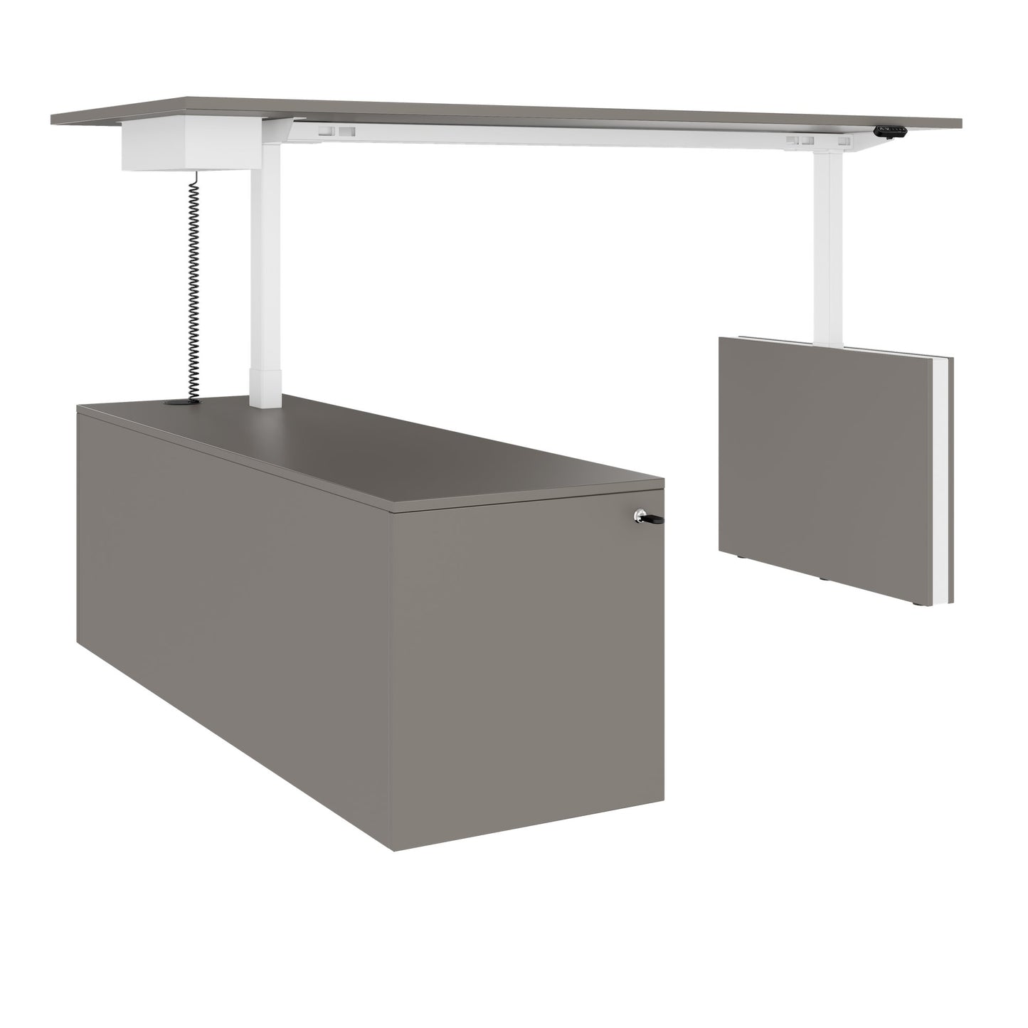 MOTION 2-Motoren-Schreibtisch mit Sideboard | Elektrisch höhenverstellbar, 2000 x 1800 mm, Cubanitgrau