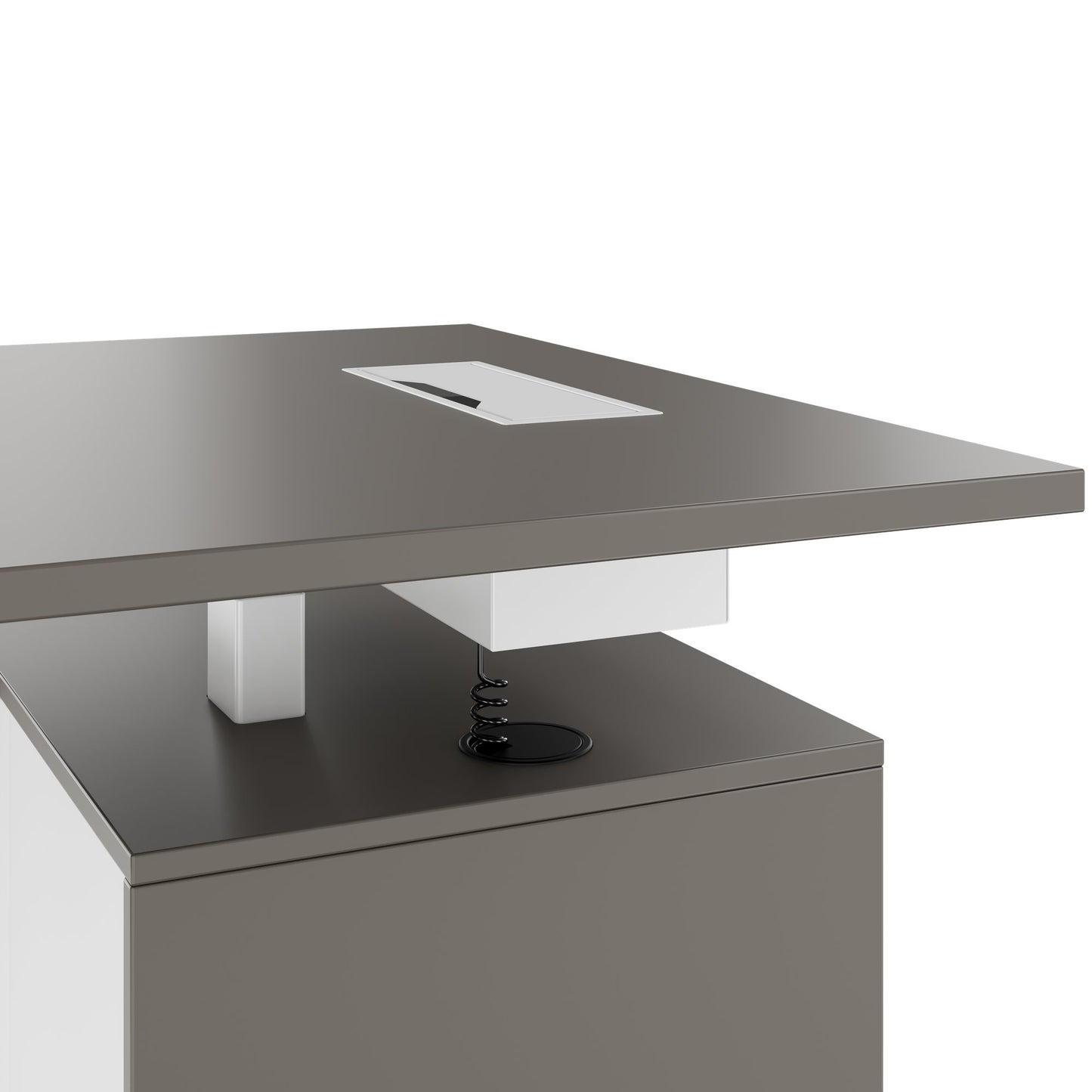 MOTION 2-Motoren-Schreibtisch mit Sideboard | Elektrisch höhenverstellbar, 2000 x 1800 mm, Cubanitgrau