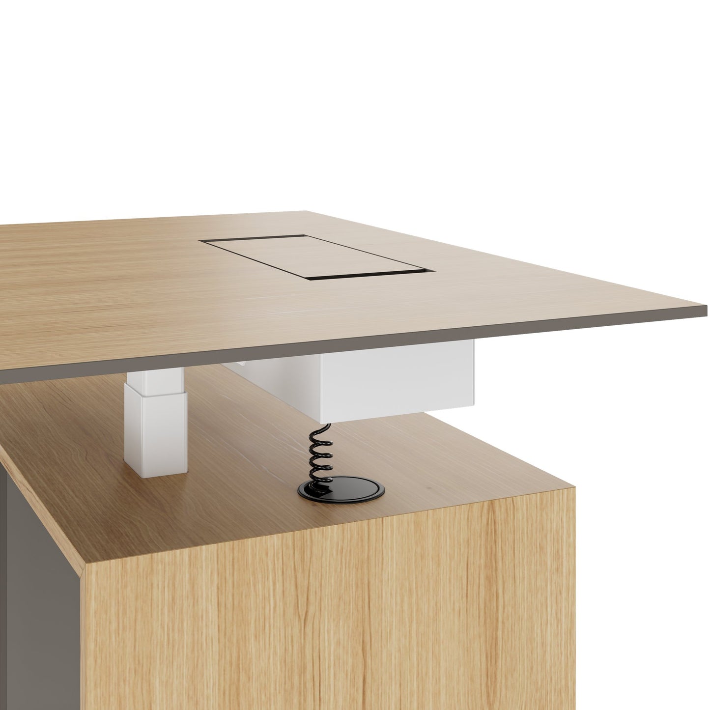 MOTION 2 motor desk with sideboard | Electrically height adjustable, 2000 x 1800 mm, oak veneer