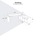 MOTION Desk a 2 motori con sideboard | Regolabile elettricamente in altezza, 2000 x 1800 mm, impiallacciatura di quercia - 14 Thumbnail Image
