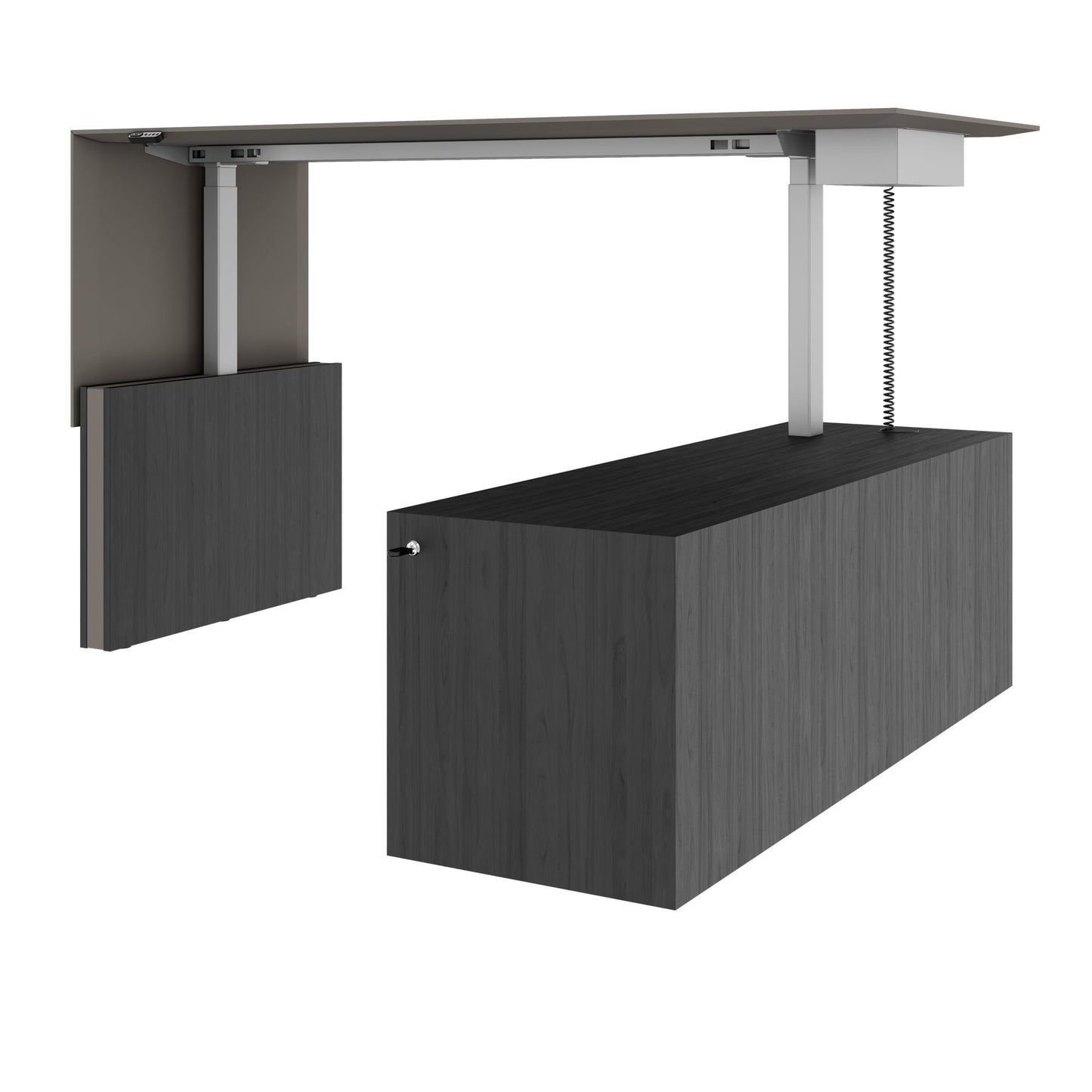 MOTION 2-Motoren-Schreibtisch mit Sideboard | Elektrisch höhenverstellbar, 2000 x 1800 mm, Esche Schwarz Furnier