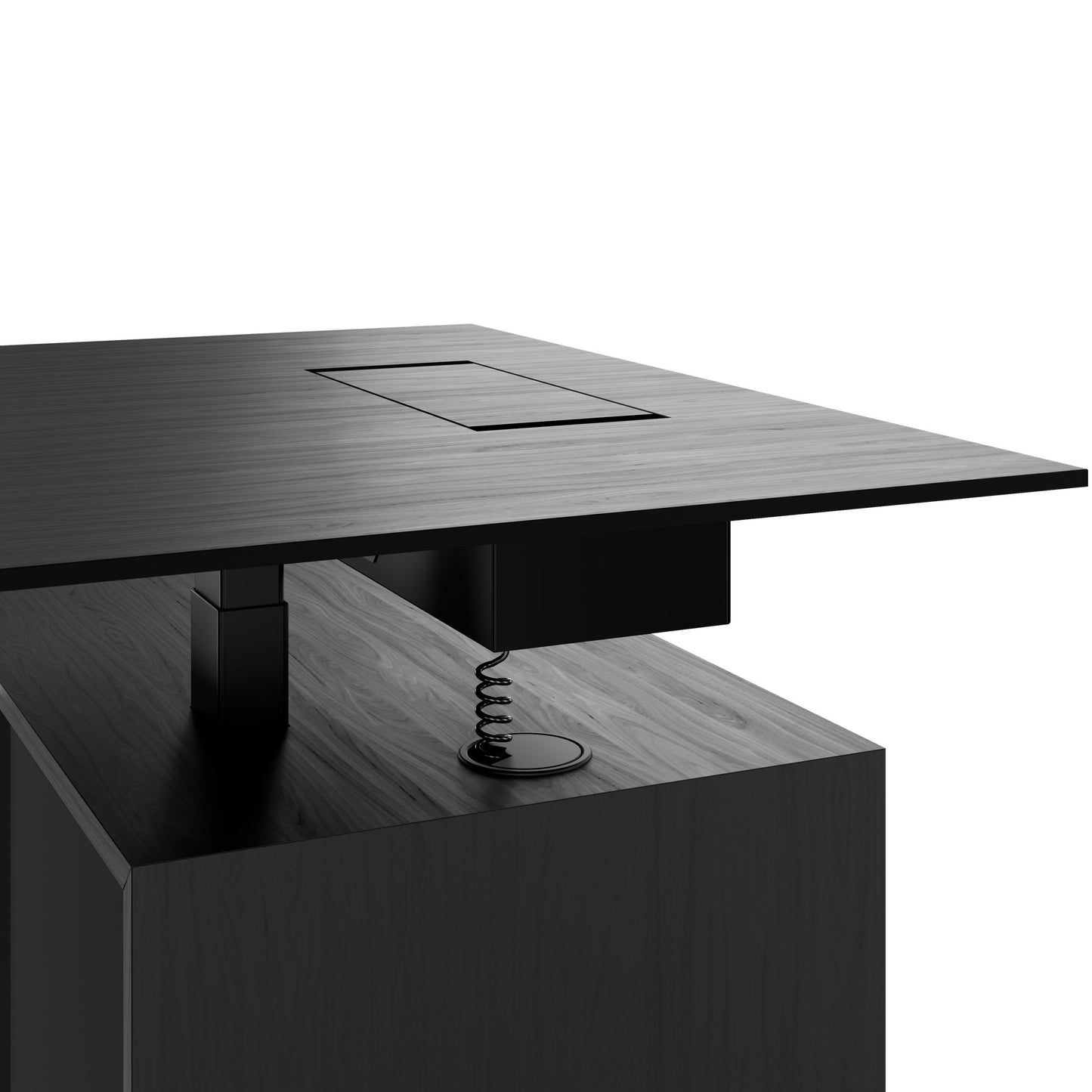 MOTION 2-Motoren-Schreibtisch mit Sideboard | Elektrisch höhenverstellbar, 2000 x 1800 mm, Esche Schwarz Furnier