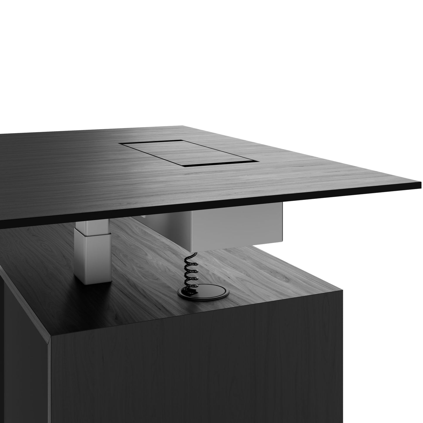MOTION 2-Motoren-Schreibtisch mit Sideboard | Elektrisch höhenverstellbar, 2000 x 1800 mm, Esche Schwarz Furnier