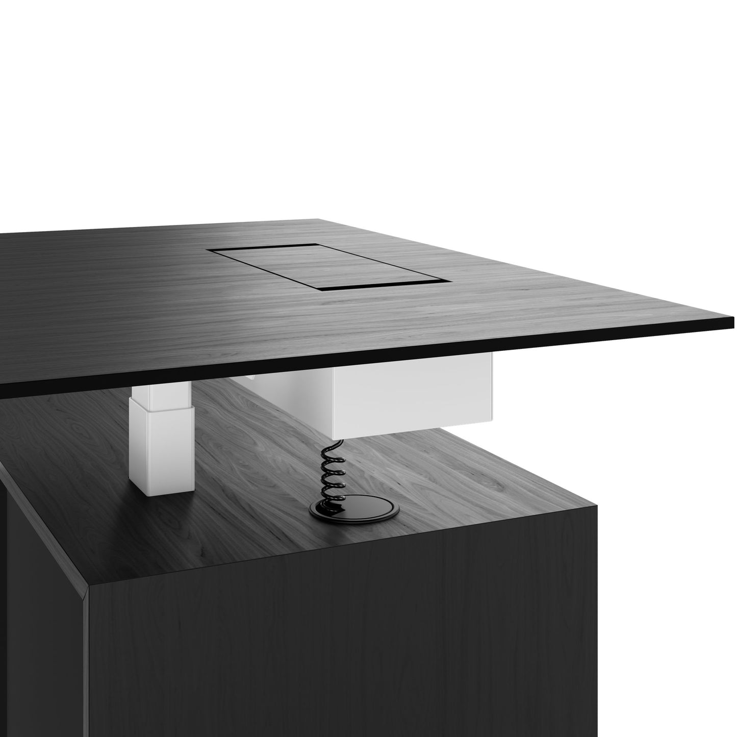 MOTION 2-Motoren-Schreibtisch mit Sideboard | Elektrisch höhenverstellbar, 2000 x 1800 mm, Esche Schwarz Furnier