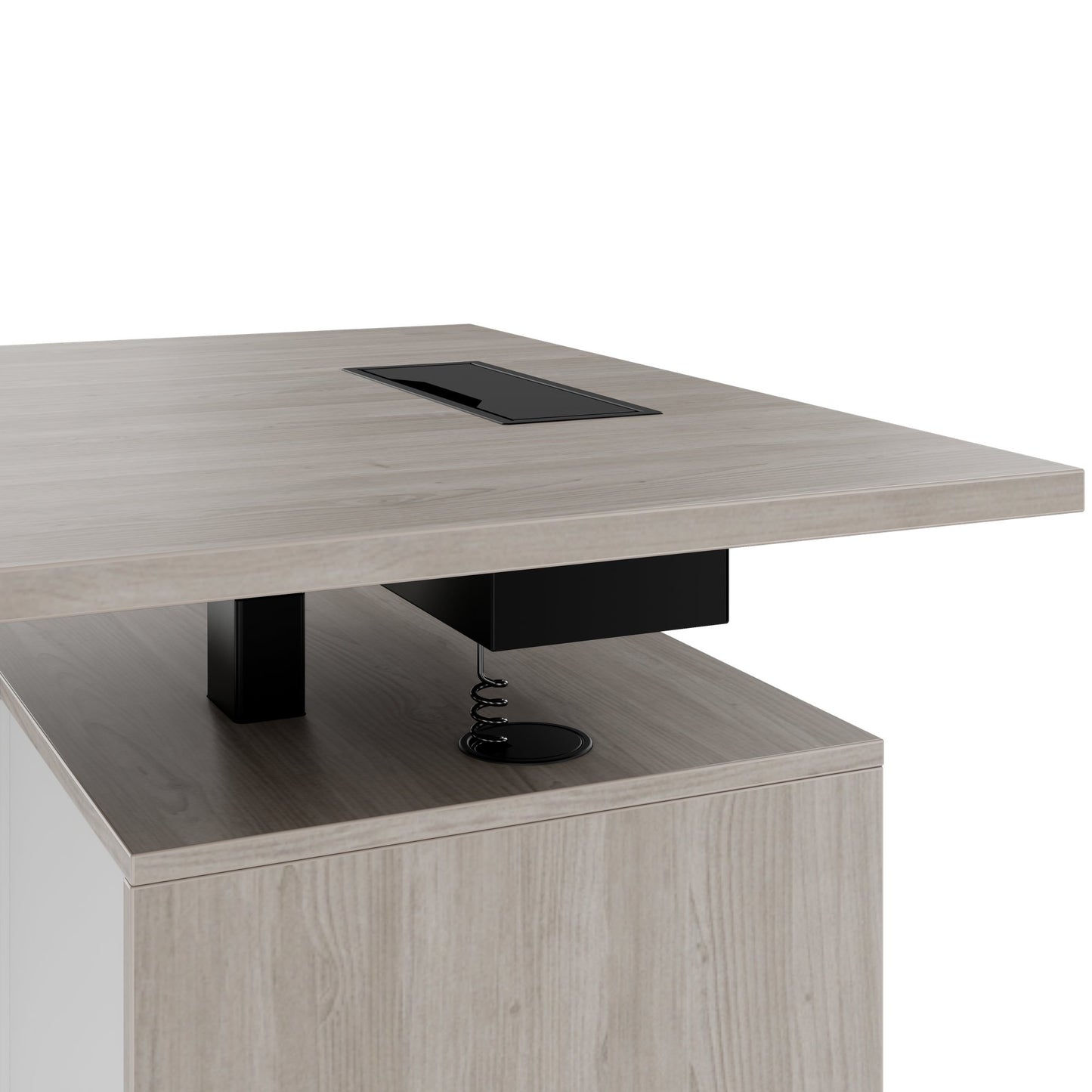 MOTION 2 motor desk with sideboard | Electrically height adjustable, 2000 x 1800 mm, gray northern oak