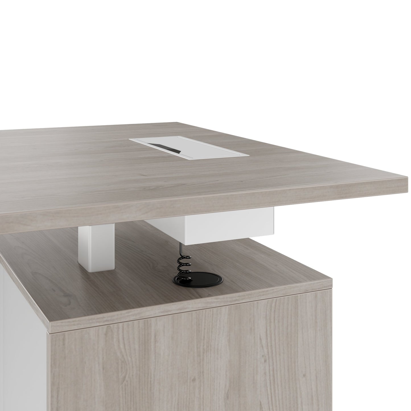 MOTION 2 motor desk with sideboard | Electrically height adjustable, 2000 x 1800 mm, gray northern oak