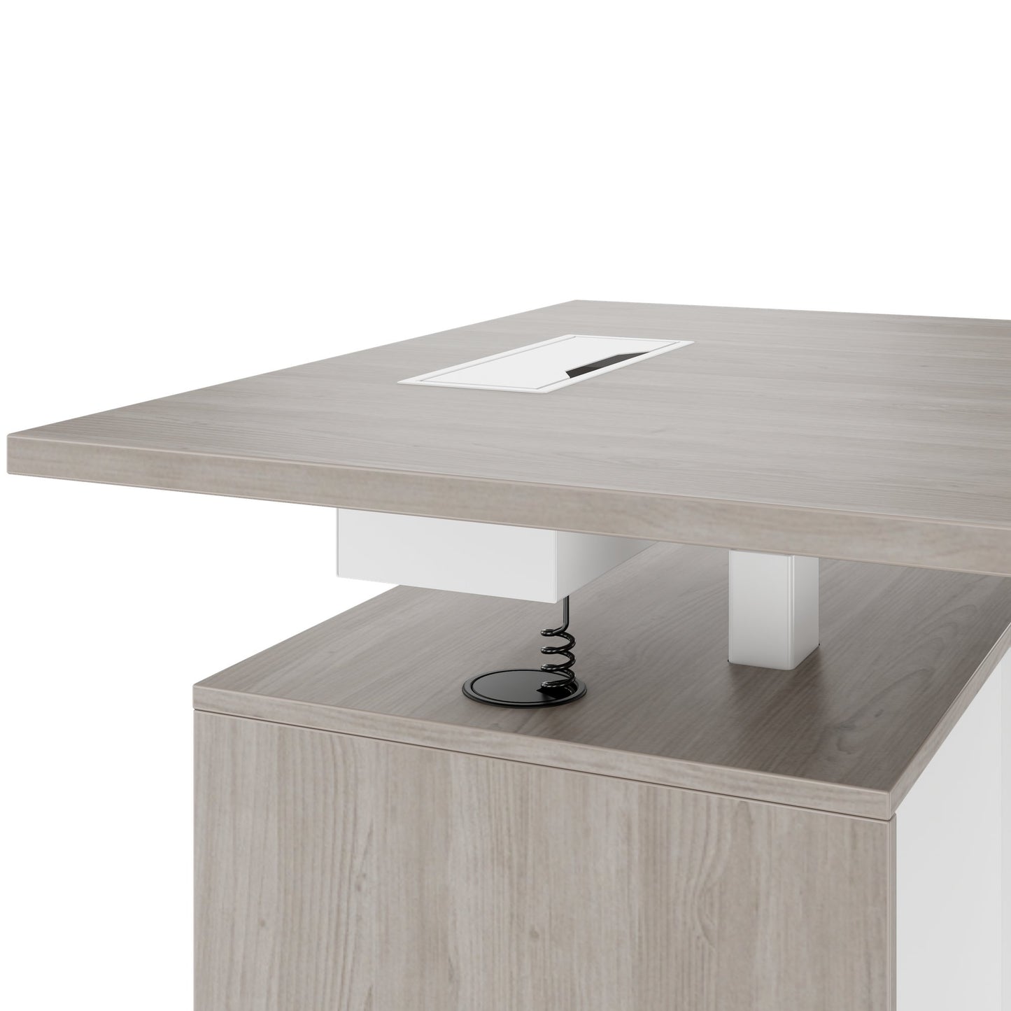 MOTION 2 motor desk with sideboard | Electrically height adjustable, 2000 x 1800 mm, gray northern oak
