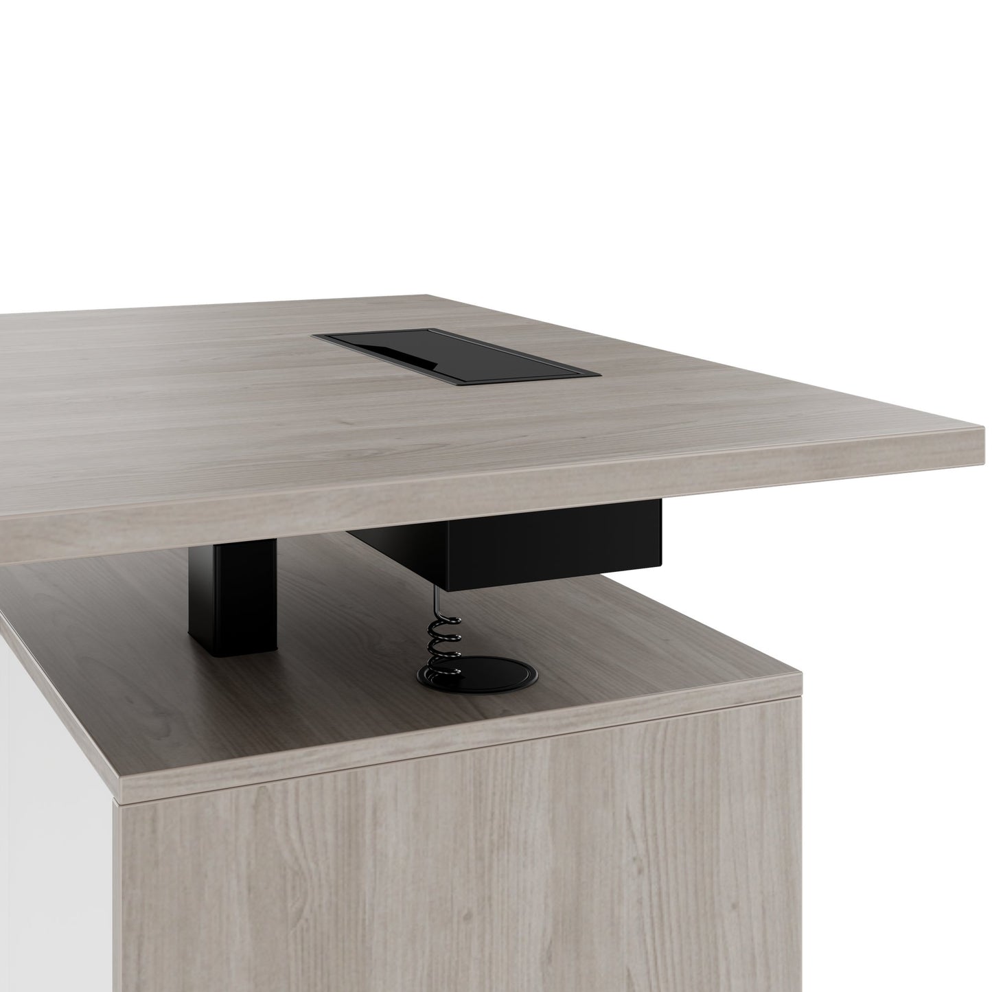 MOTION 2 motor desk with sideboard | Electrically height adjustable, 2000 x 1800 mm, gray northern oak